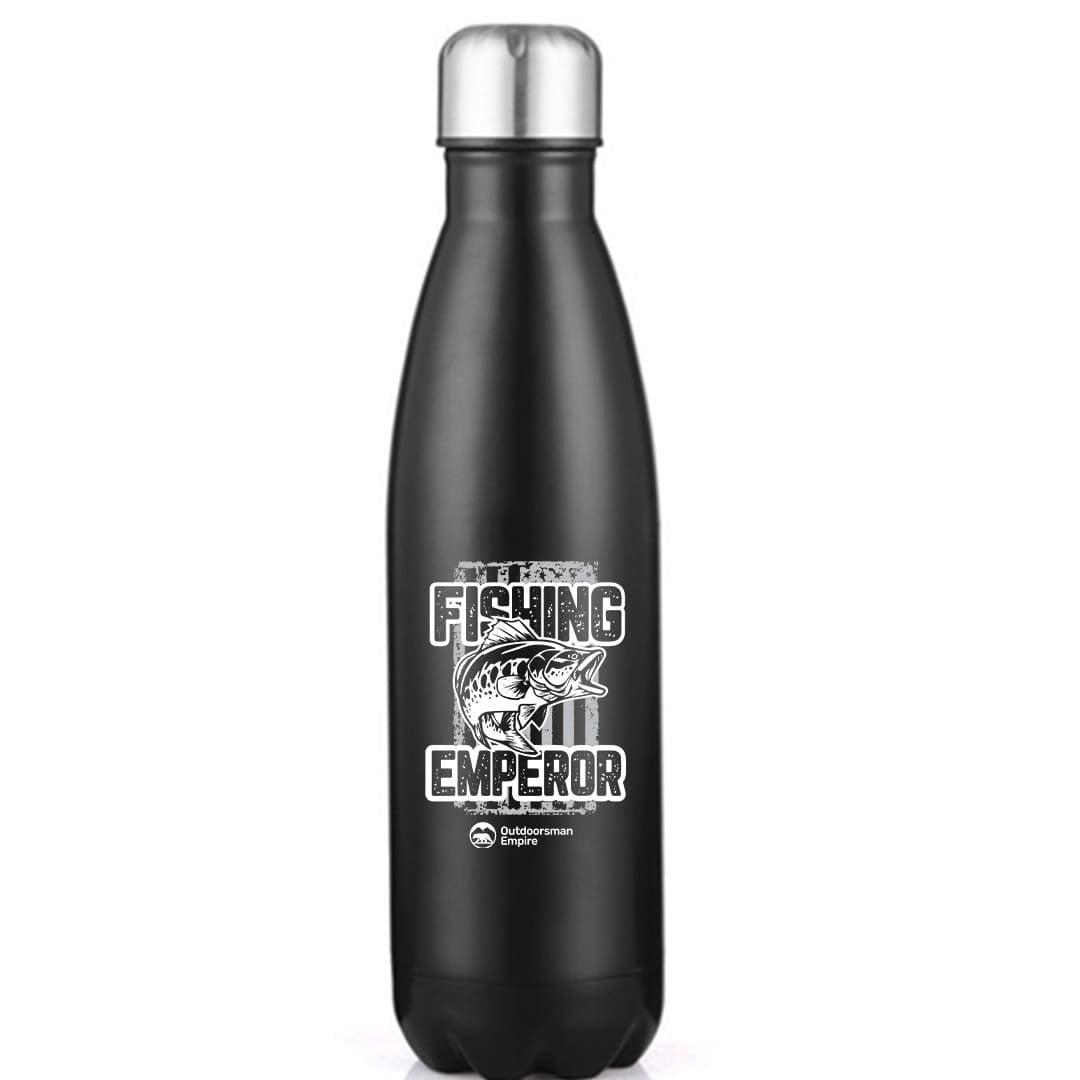 Fishing Emperor v4 17oz Stainless Steel Water Bottle with a sleek design and leakproof cap, perfect for outdoor activities.