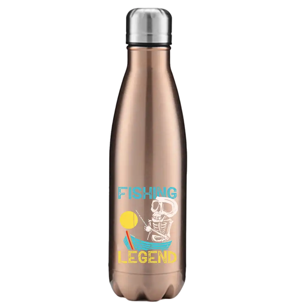 Fishing Legend 17oz Stainless Steel Water Bottle with vibrant UV printed design, showcasing its sleek and durable construction.