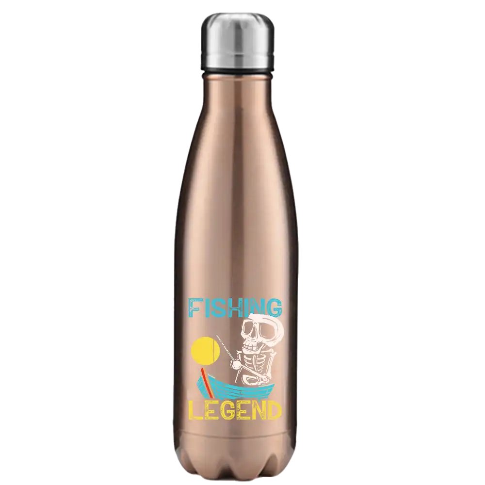 Fishing Legend 17oz Stainless Steel Water Bottle with vibrant UV printed design, showcasing its sleek and durable construction.