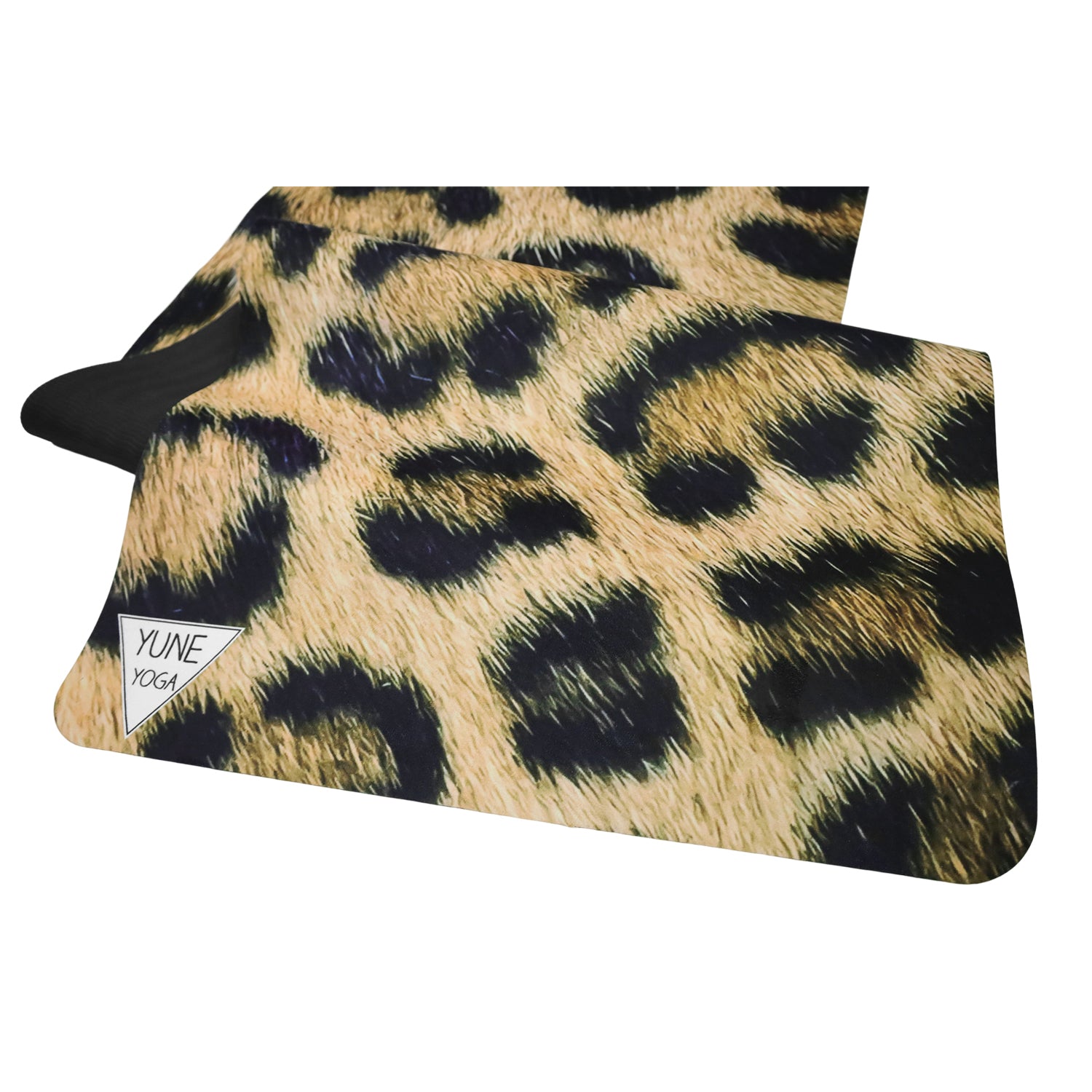 Foldable Suede Yoga Mat Leopard, lightweight and portable, featuring a soft suede surface and textured grip for yoga practice.