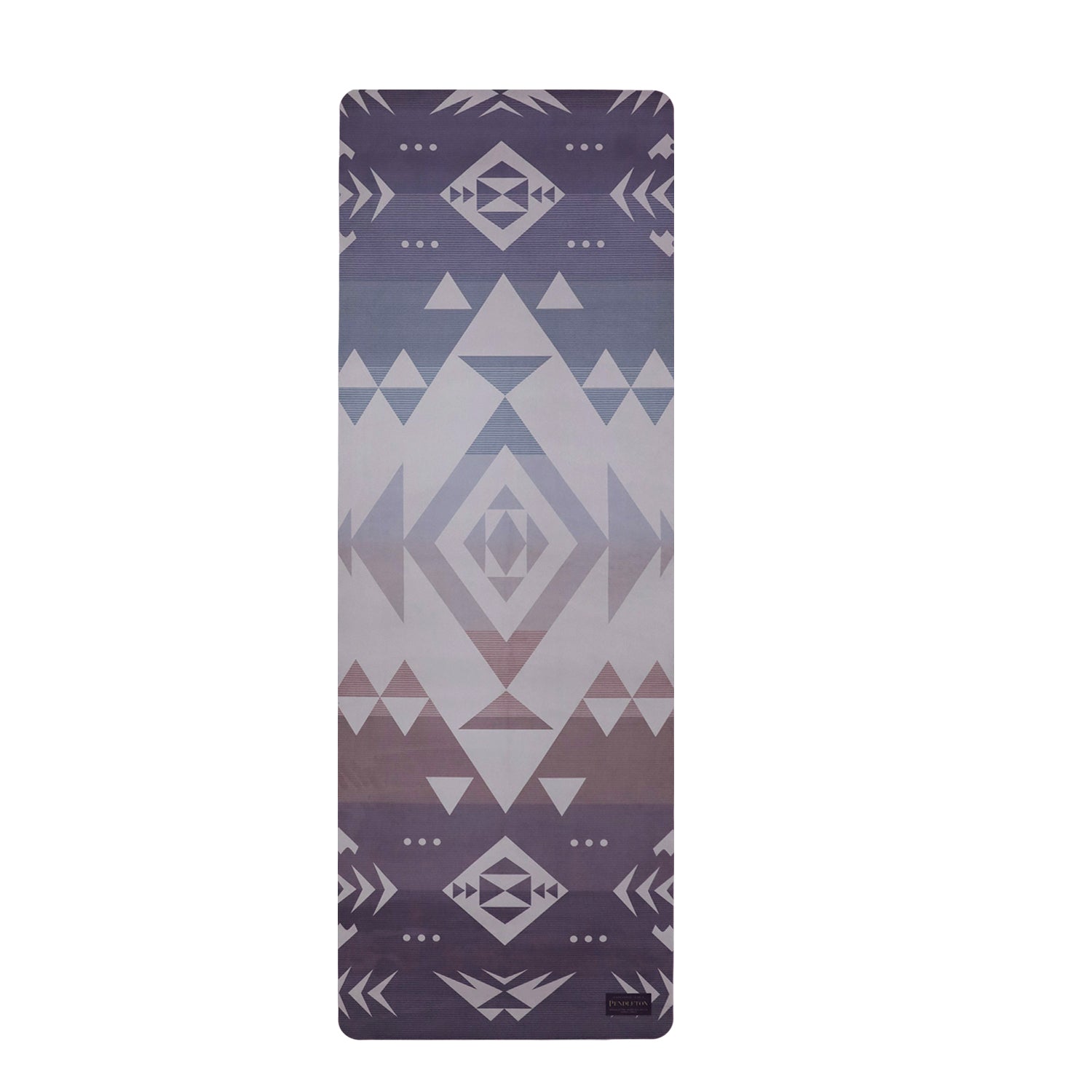 Foldable suede yoga mat in Pendleton Agate Beach design, showcasing its lightweight and portable features, perfect for travel and yoga practice.