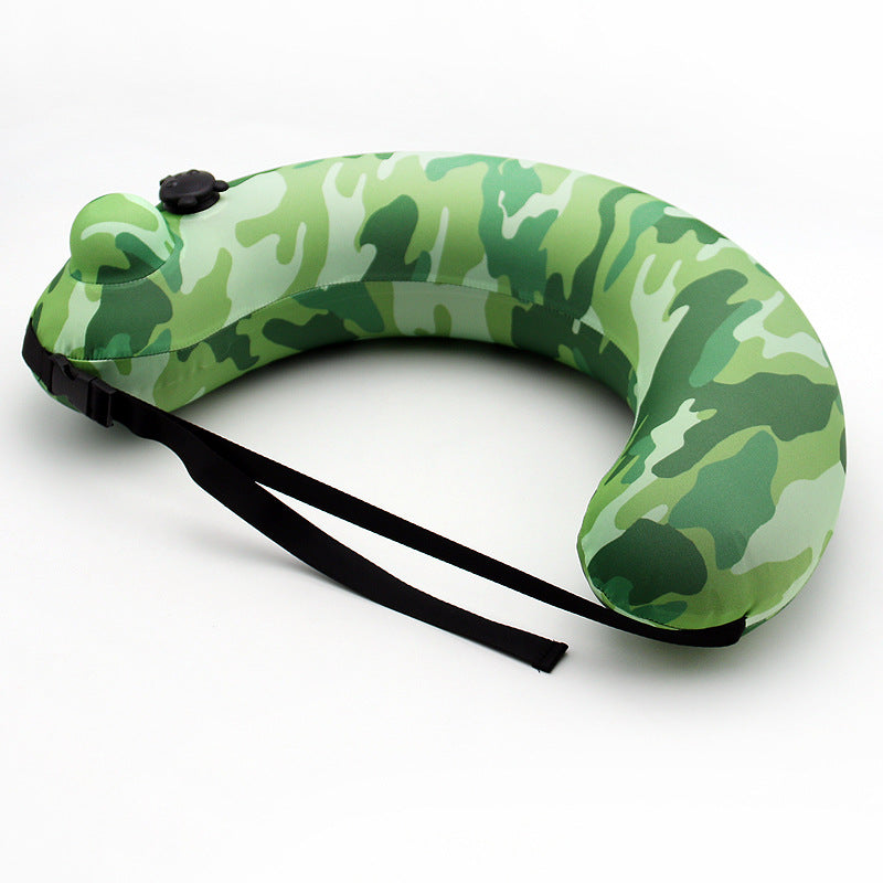 Half-circle camouflage swimming ring, thickened inflatable design for comfort and safety in water activities.