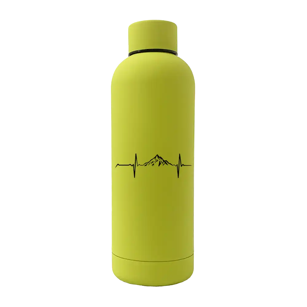 Heartbeat V1 17oz Stainless Rubberized Water Bottle in a sleek design with a rubberized coating, perfect for hot and cold beverages.