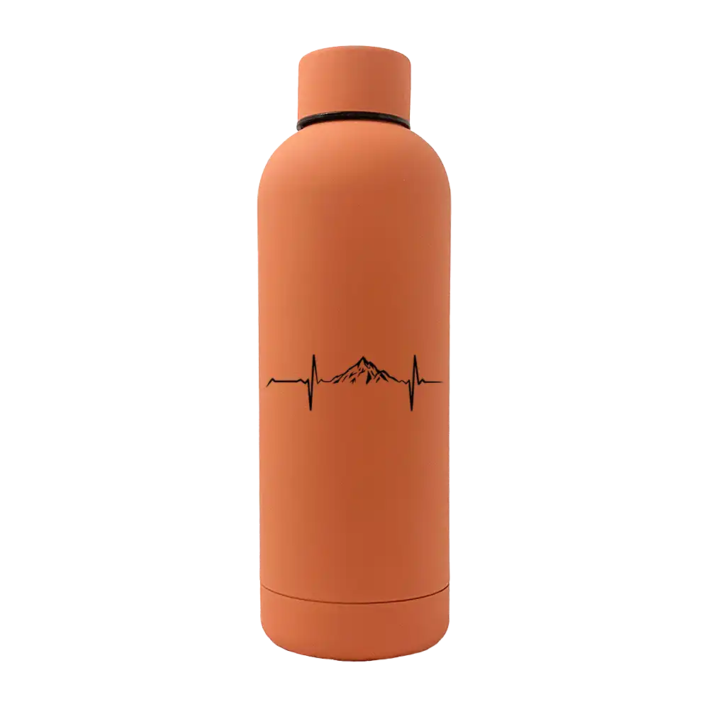 Heartbeat V1 17oz Stainless Rubberized Water Bottle in a sleek design with a rubberized coating, perfect for hot and cold beverages.