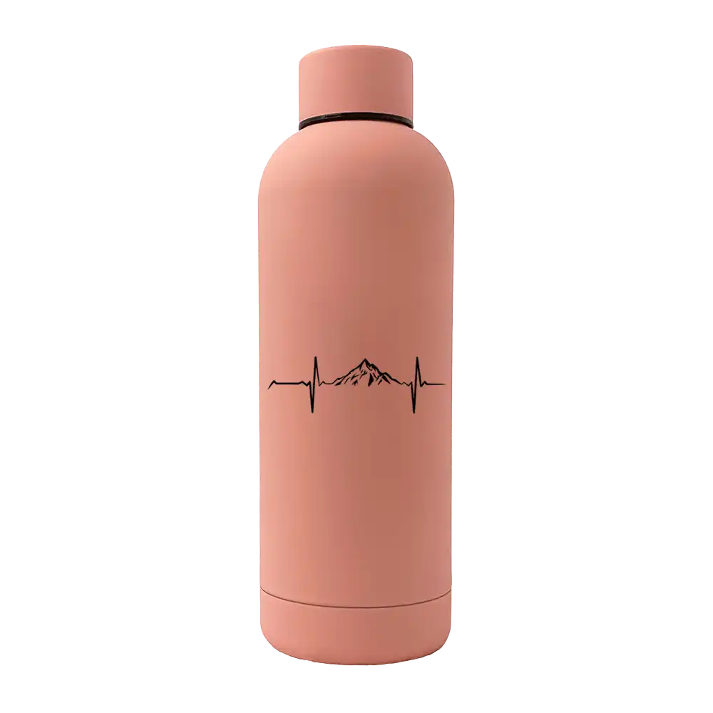 Heartbeat V1 17oz Stainless Rubberized Water Bottle in a sleek design with a rubberized coating, perfect for hot and cold beverages.