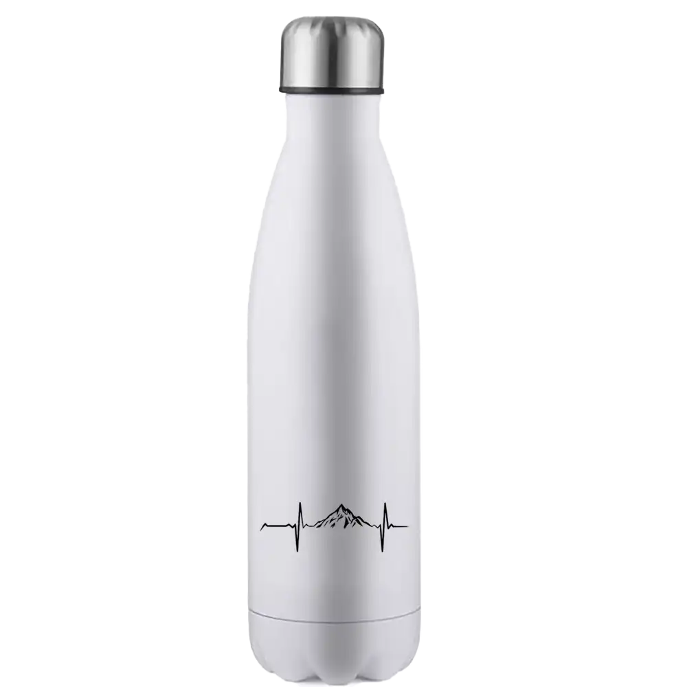 Heartbeat V1 17oz Stainless Steel Water Bottle with UV printed design and leakproof cap, showcasing its sleek and durable construction.