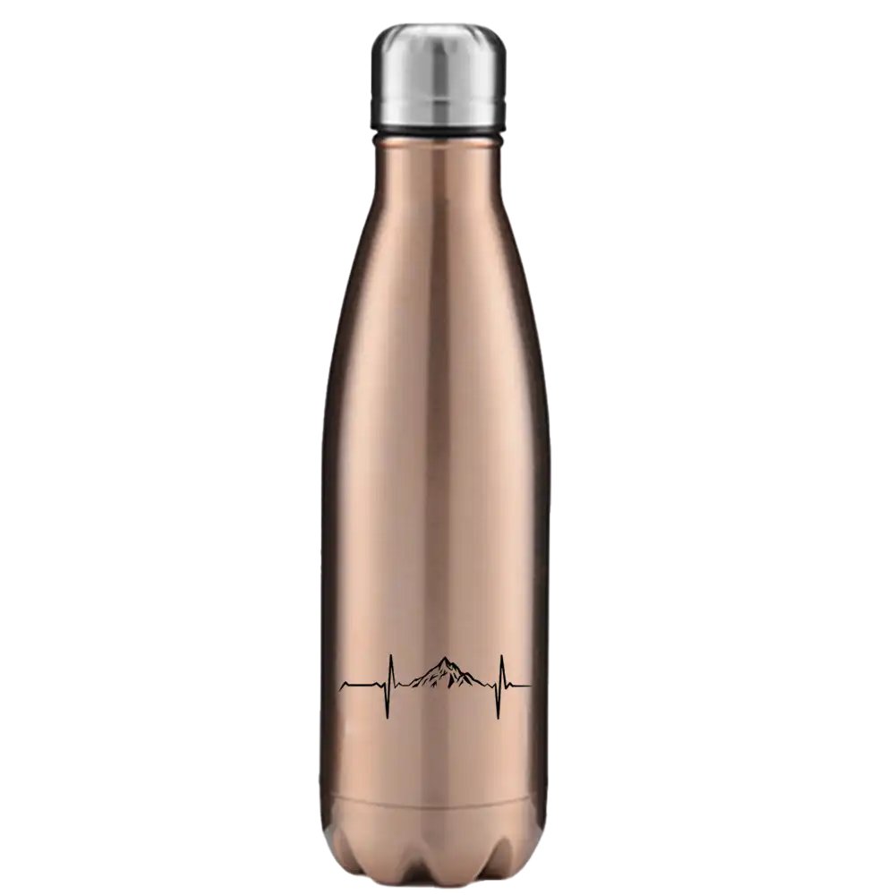 Heartbeat V1 17oz Stainless Steel Water Bottle with UV printed design and leakproof cap, showcasing its sleek and durable construction.