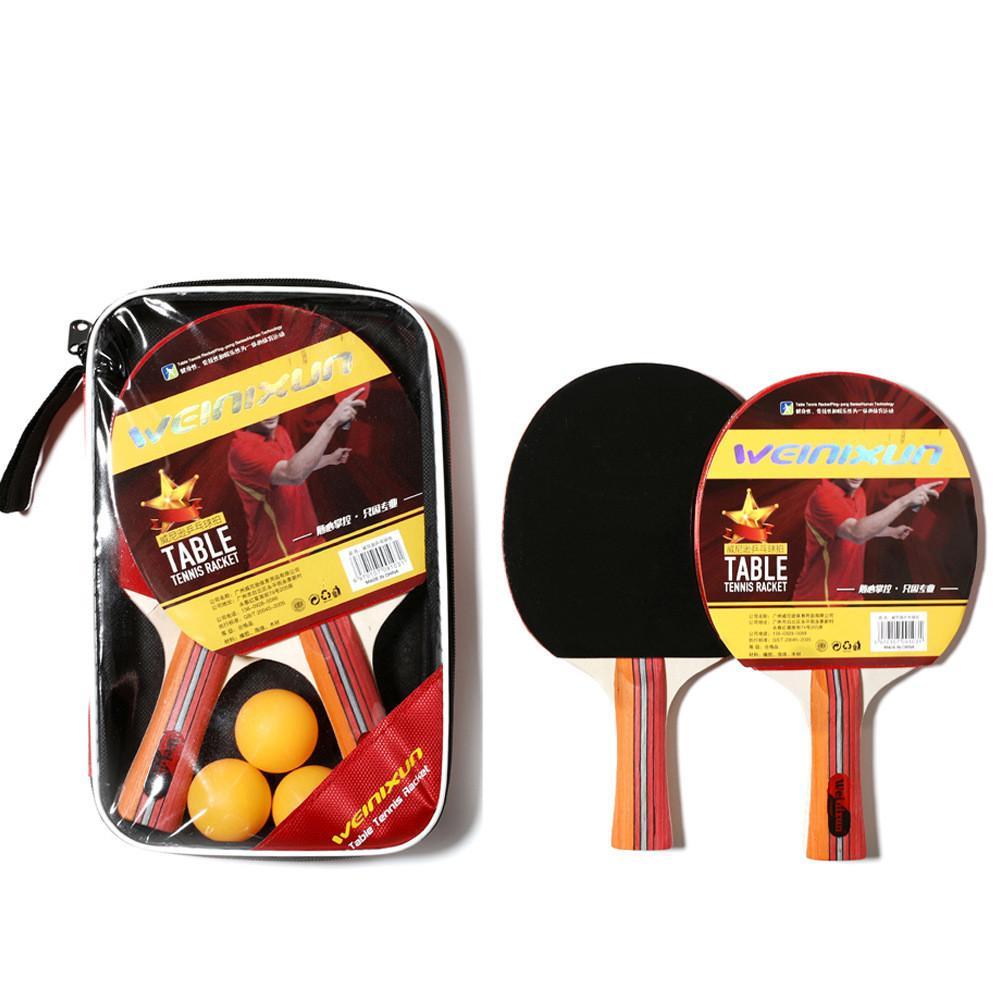 High Quality Double Reverse Rubber Ping Pong Racket with a long handle and portable square bag, ideal for beginners and casual players.