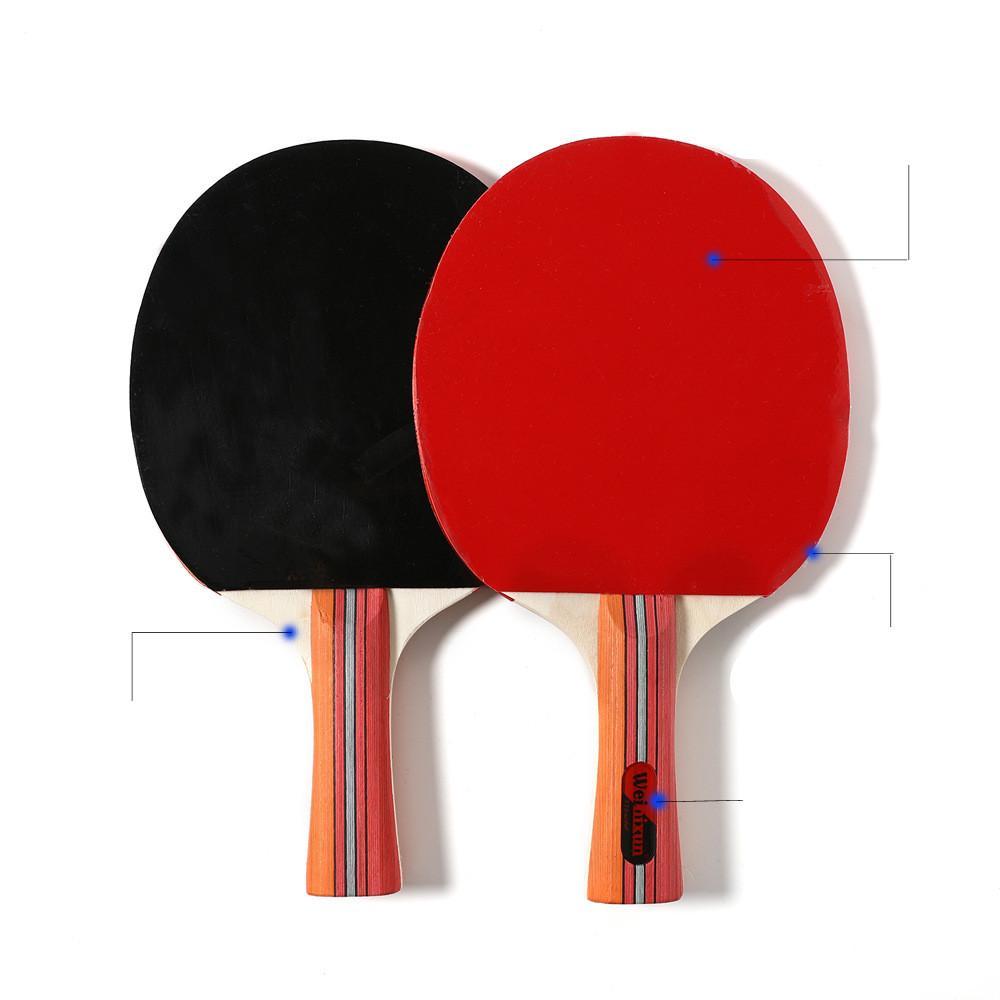 High Quality Double Reverse Rubber Ping Pong Racket with a long handle and portable square bag, ideal for beginners and casual players.