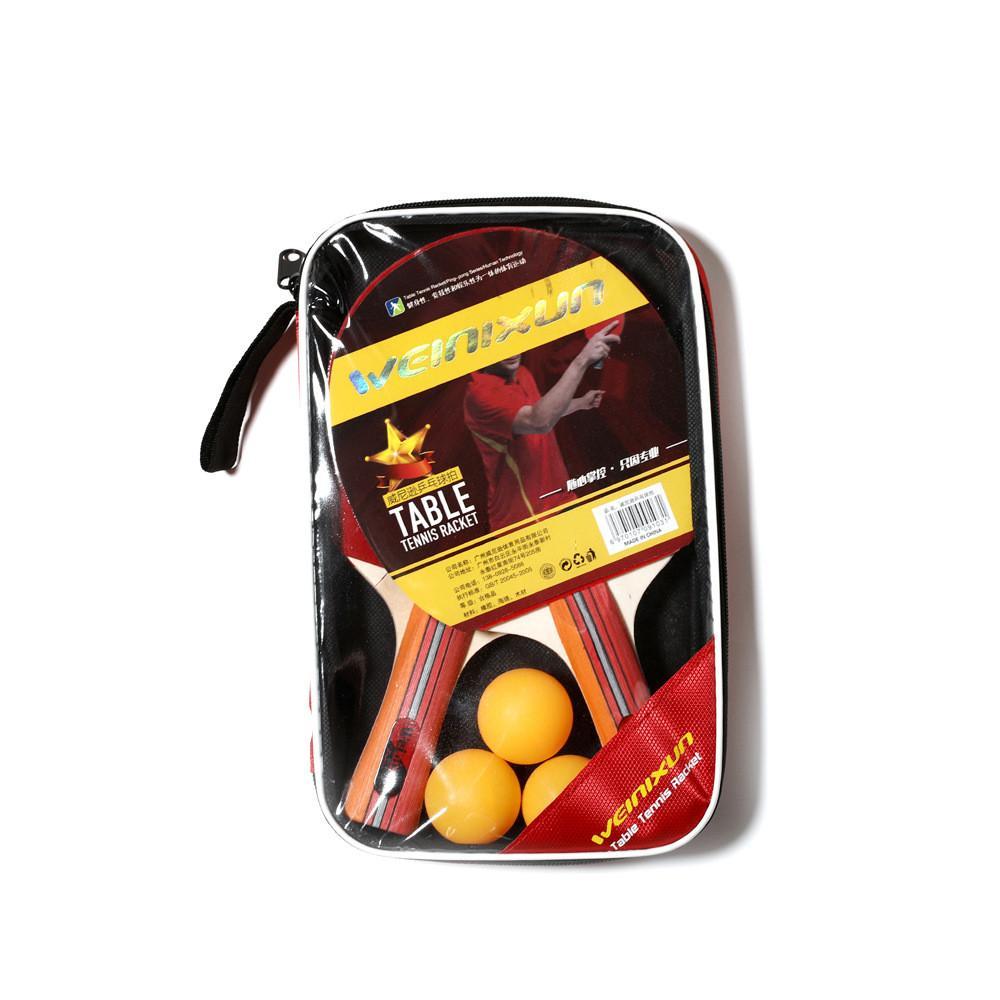 High Quality Double Reverse Rubber Ping Pong Racket with a long handle and portable square bag, ideal for beginners and casual players.