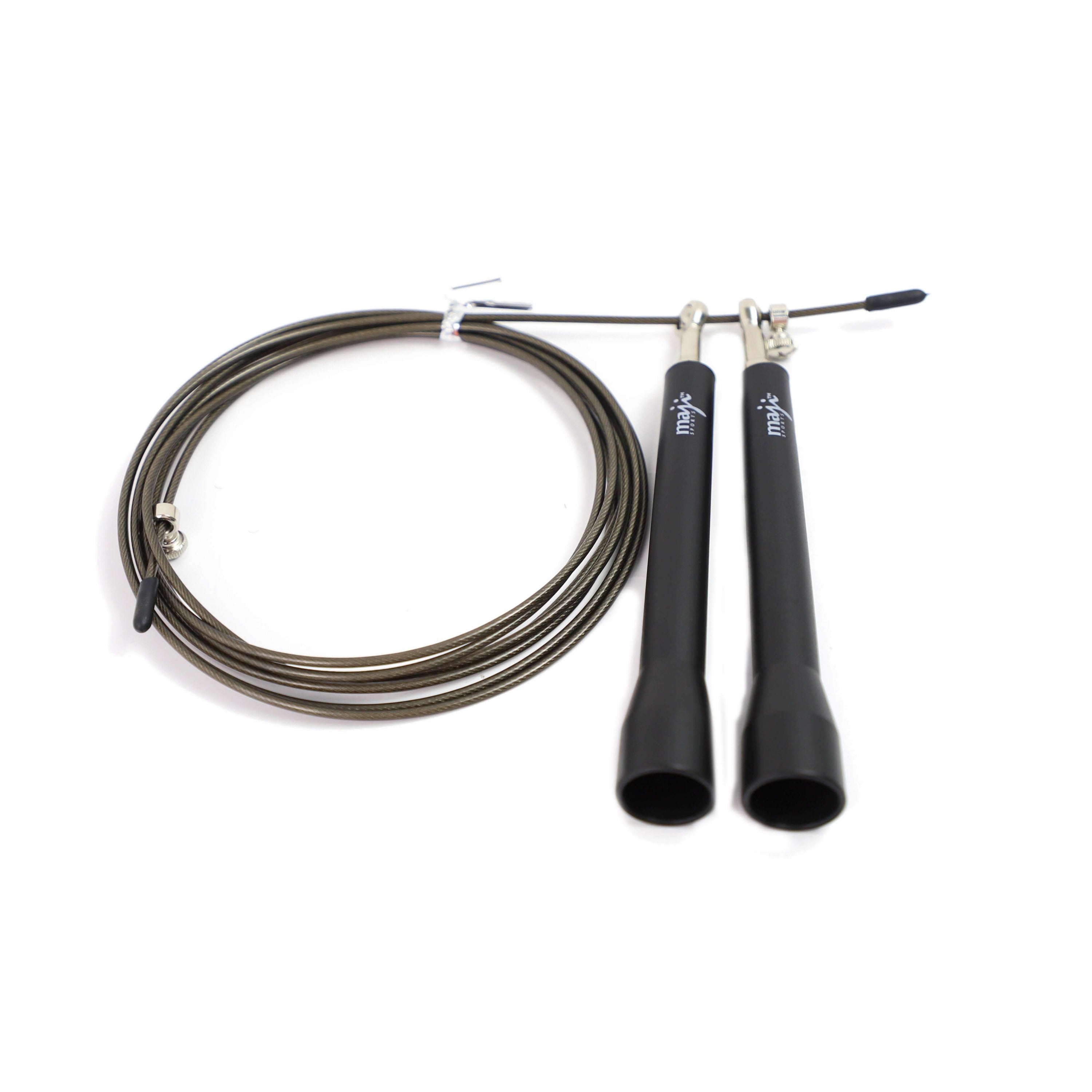 High Speed Jump Rope with lightweight PP handles, designed for fast and efficient cardio workouts, featuring a durable PVC coated steel cable.