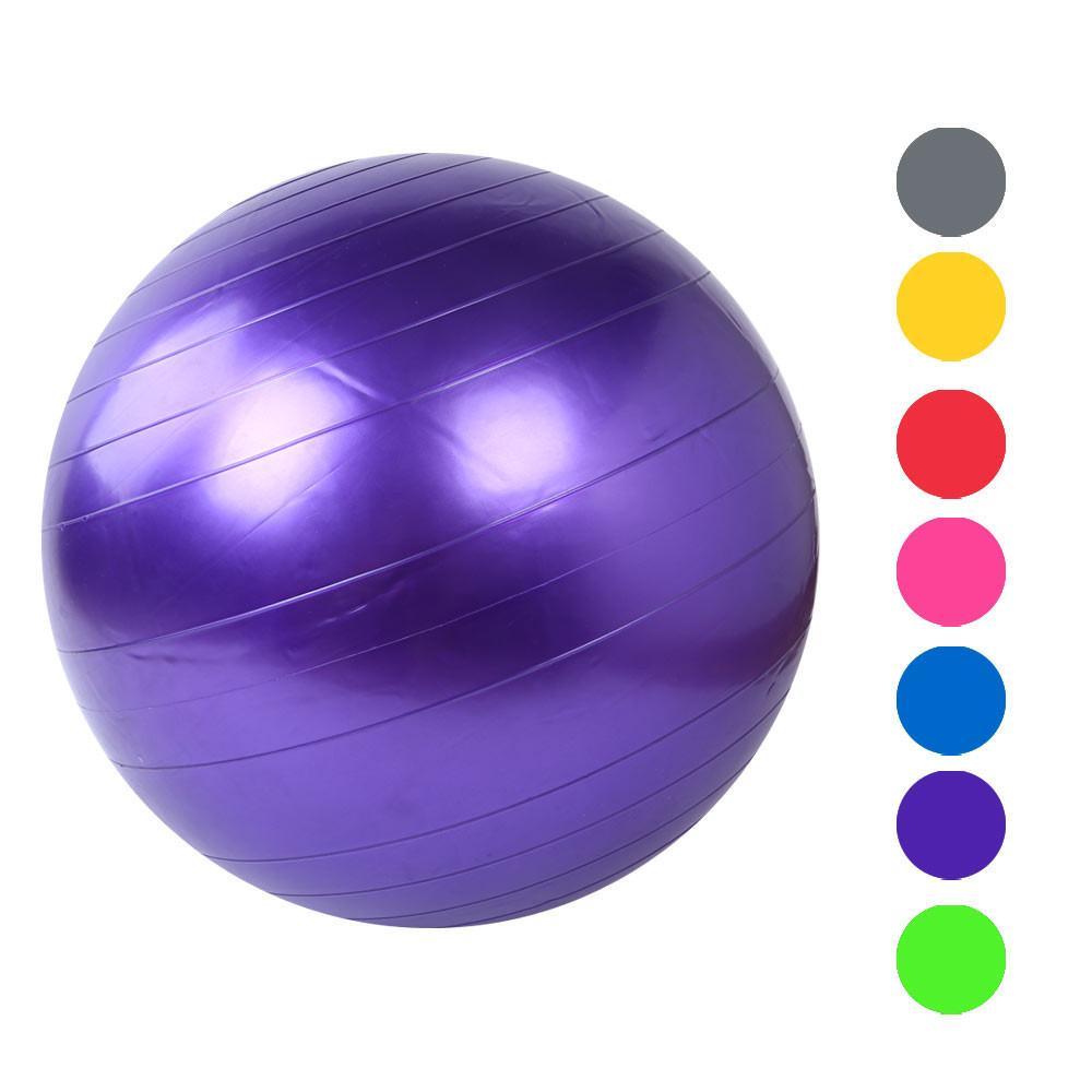 A vibrant Home Exercise Fitness Yoga Ball in blue, pink, and purple colors, ideal for core strength and balance training.