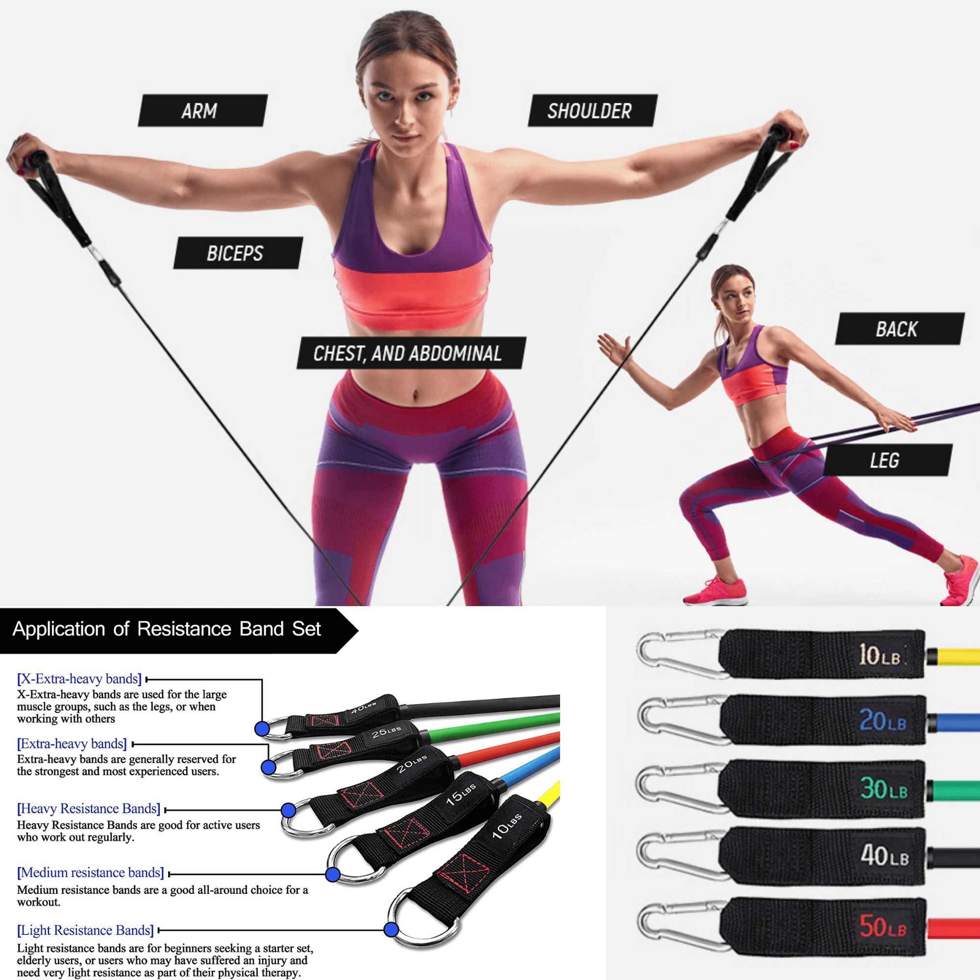 Intey 13-Pcs Resistance Band Set with various colored bands, handles, ankle straps, and a door anchor, all neatly arranged in a compact carrying bag.