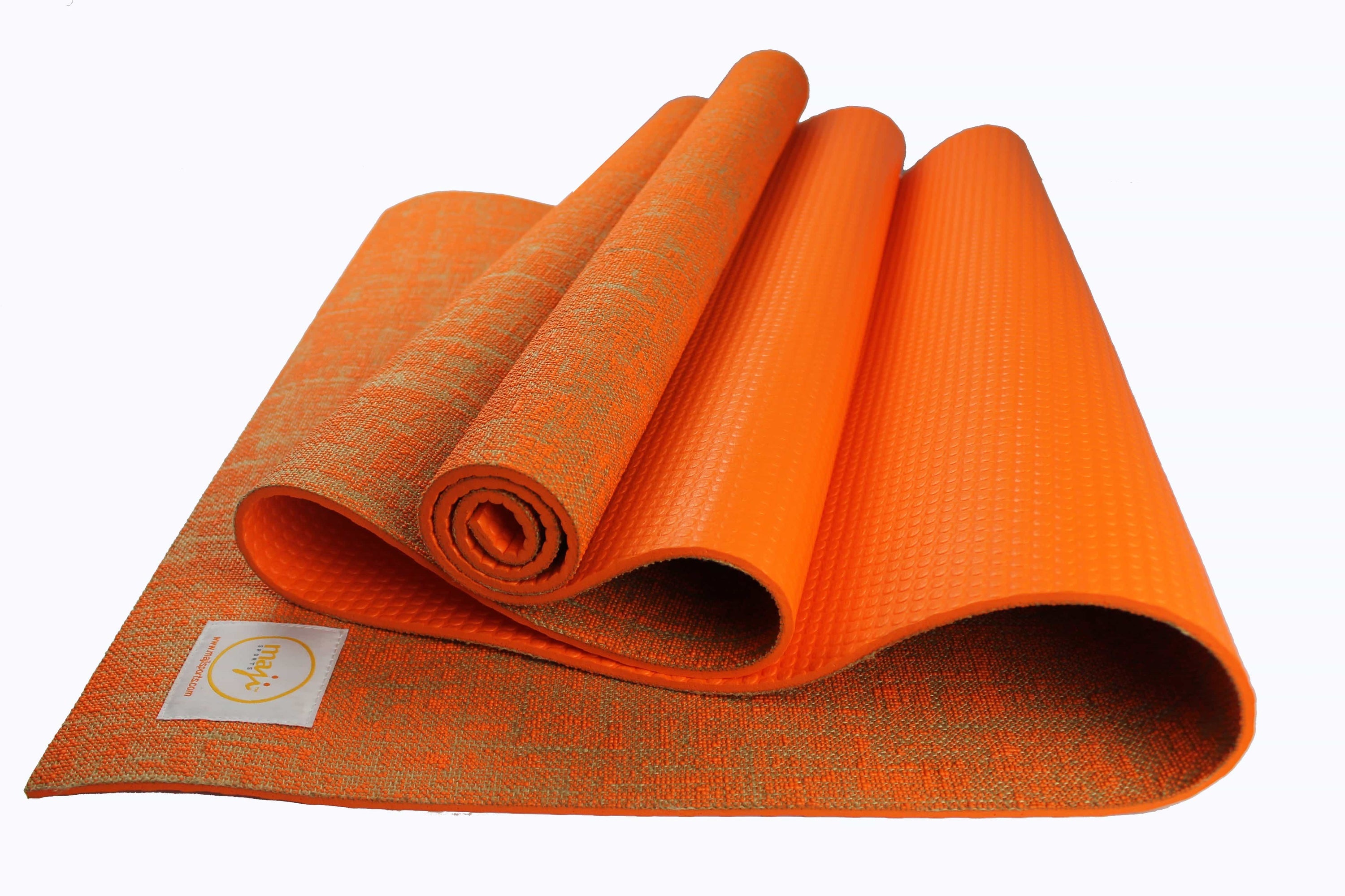 Jute Premium Eco Yoga Mat with textured surface and a small foot massager, showcasing eco-friendly materials and design.