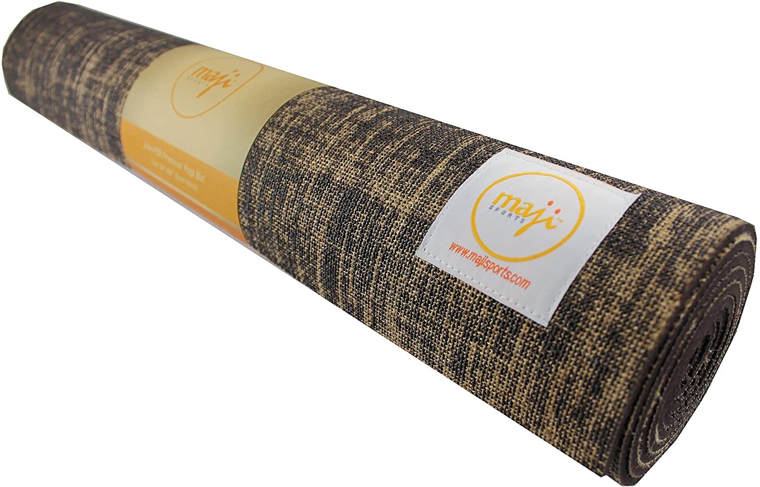 Jute Premium Eco Yoga Mat with textured surface and a small foot massager, showcasing eco-friendly materials and design.