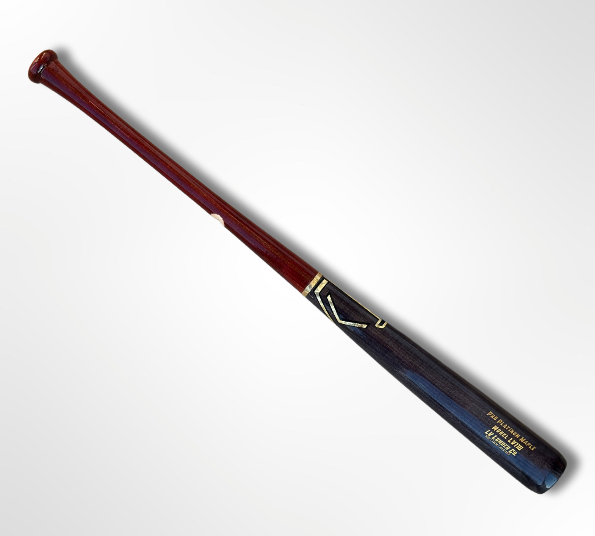 LV110 baseball bat made of maple wood with a traditional knob and thick barrel, designed for gap-to-gap hitters.