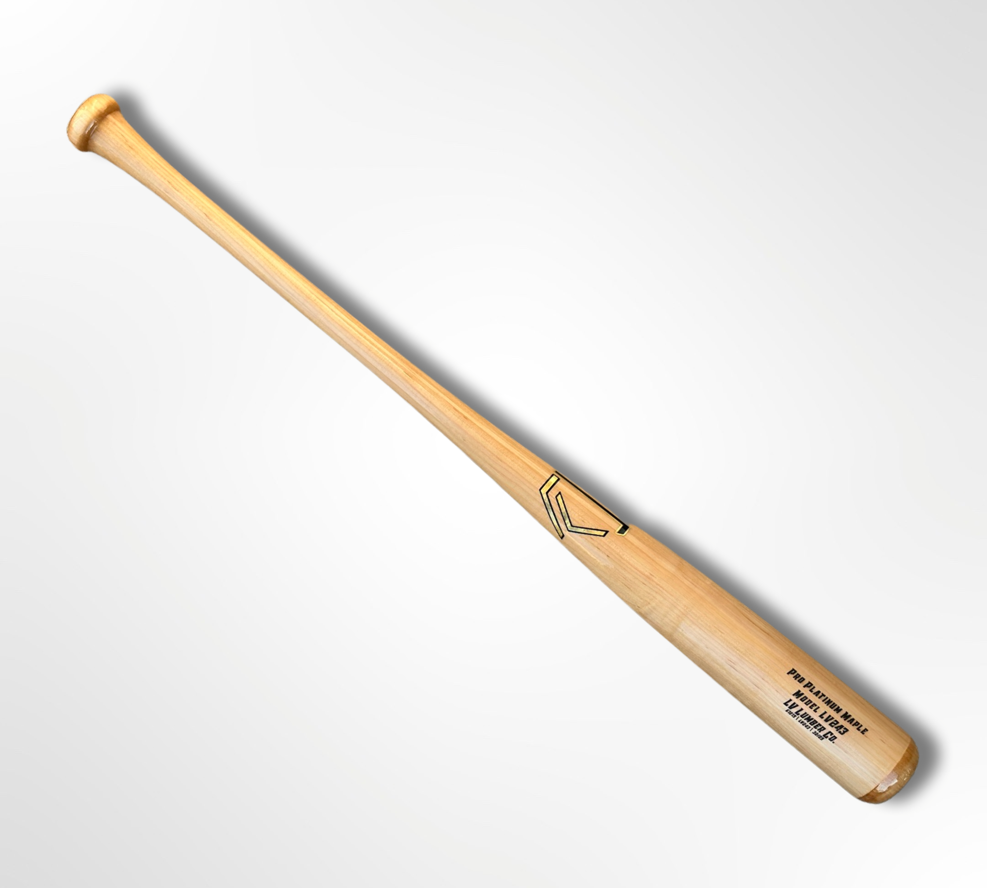 LV243 baseball bat made of maple wood with a traditional knob and thick barrel, designed for power hitters.