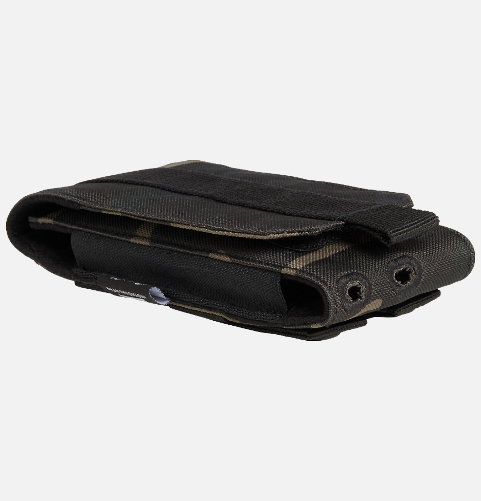 Molle Phone Pouch made of robust 600DEN polyester, featuring PALS fastening loops, soft inner material, and secure velcro fastening for smartphone protection.