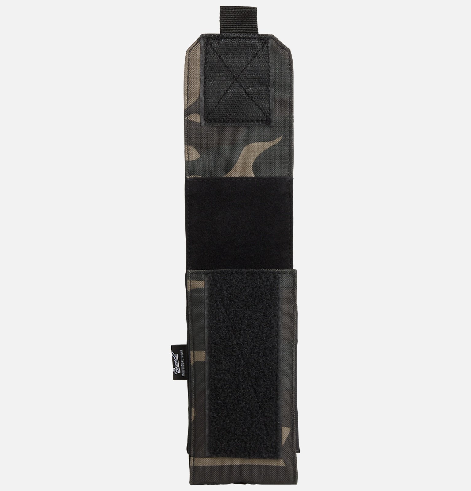 Molle Phone Pouch made of robust 600DEN polyester, featuring PALS fastening loops, soft inner material, and secure velcro fastening for smartphone protection.