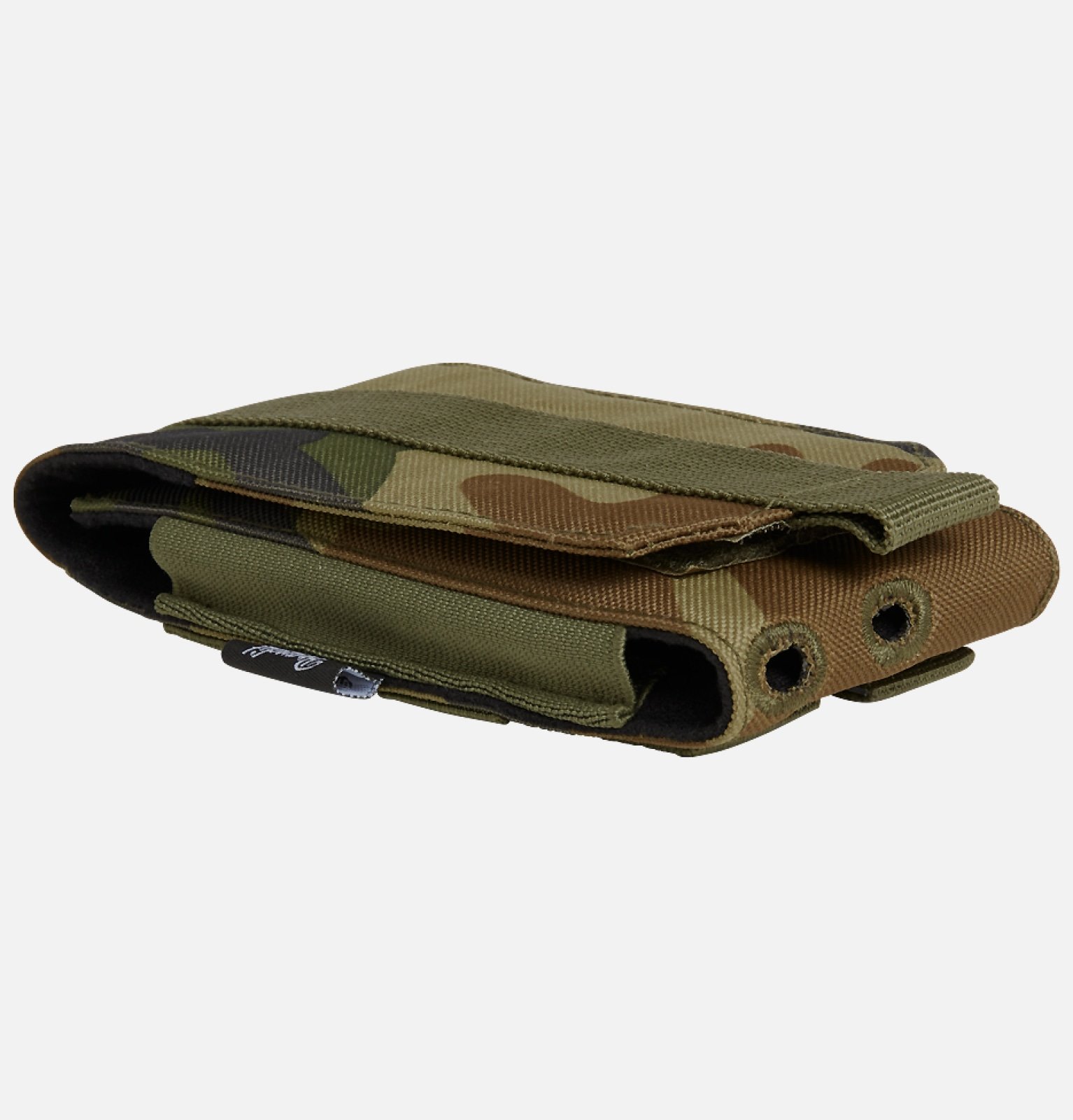 Molle Phone Pouch made of robust 600DEN polyester, featuring PALS fastening loops, soft inner material, and secure velcro fastening for smartphone protection.