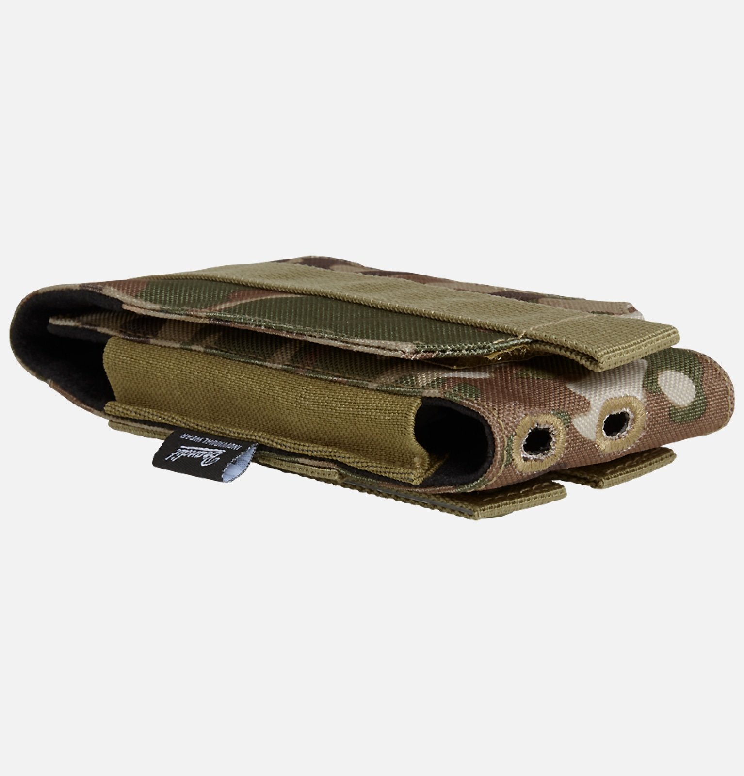 Molle Phone Pouch made of robust 600DEN polyester, featuring PALS fastening loops, soft inner material, and secure velcro fastening for smartphone protection.