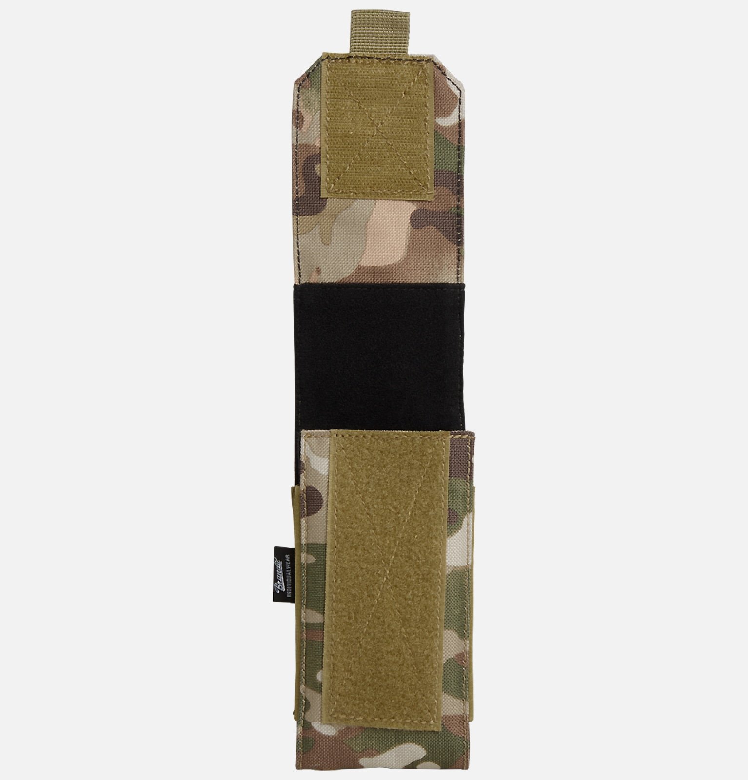 Molle Phone Pouch made of robust 600DEN polyester, featuring PALS fastening loops, soft inner material, and secure velcro fastening for smartphone protection.