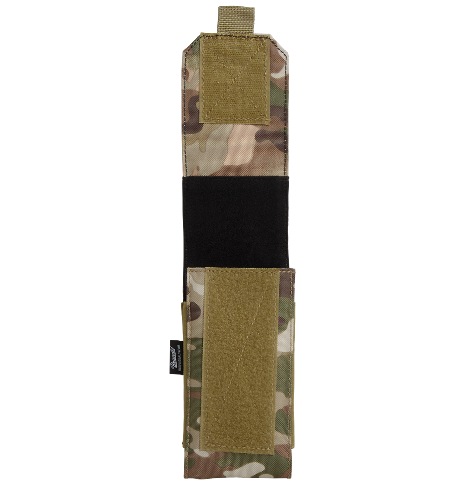 Molle Phone Pouch made of robust 600DEN polyester, featuring PALS fastening loops, soft inner material, and secure velcro fastening for smartphone protection.