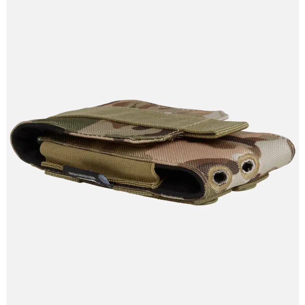 Molle Phone Pouch made of robust 600DEN polyester, featuring PALS fastening loops, soft inner material, and secure velcro fastening for smartphone protection.