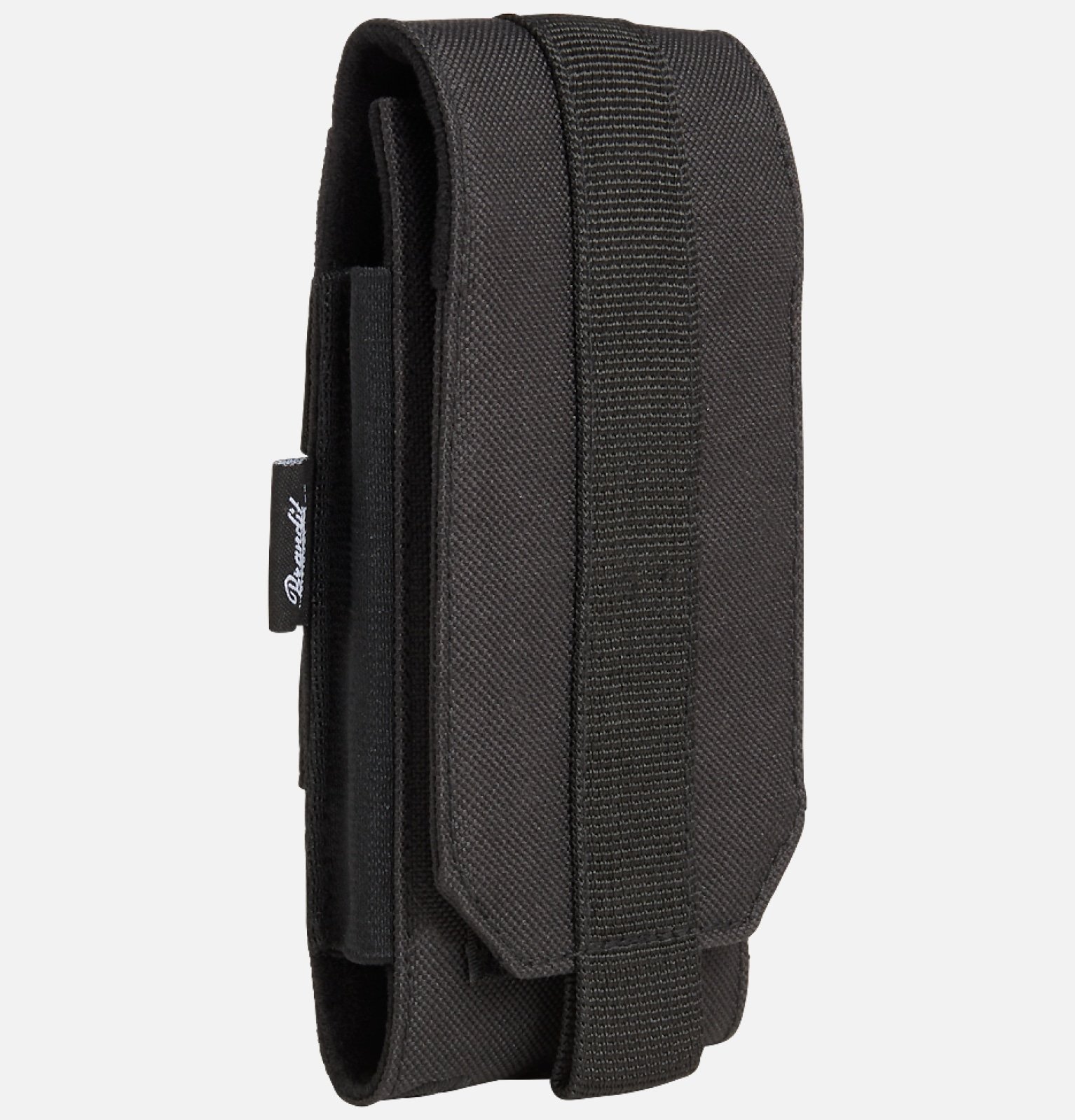 Molle Phone Pouch made of robust 600DEN polyester, featuring PALS fastening loops, soft inner material, and secure velcro fastening for smartphone protection.