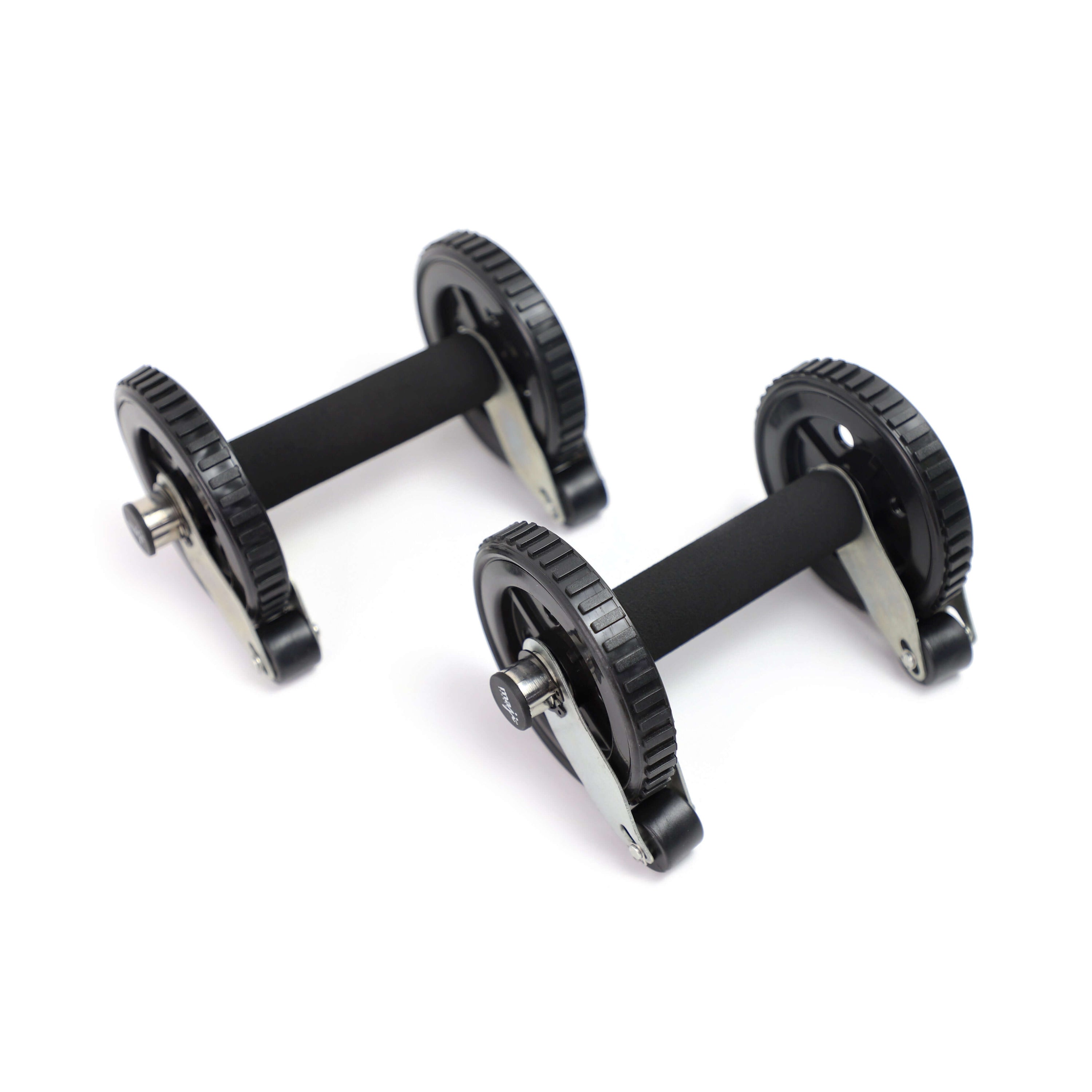 Multi-Functional Ab Rollers with active stop wheel function, showcasing durable construction and comfortable foam grip.