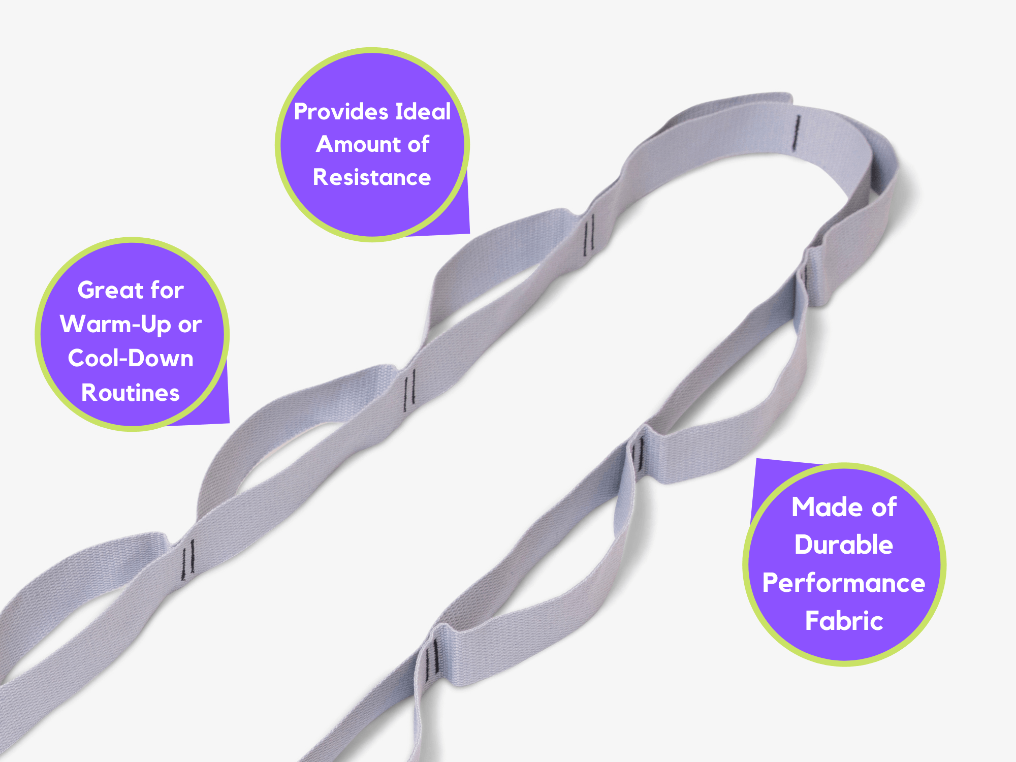 Multi-Loop Stretching Strap featuring 12 adjustable loops and non-slip handles, ideal for yoga and Pilates.