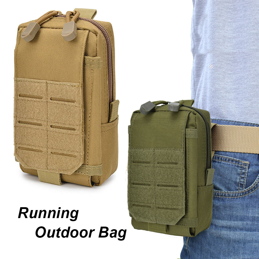 Outdoor Running Waist Pack Tactical Belt Bag in various colors, featuring a zipper closure and adjustable belt for a secure fit.