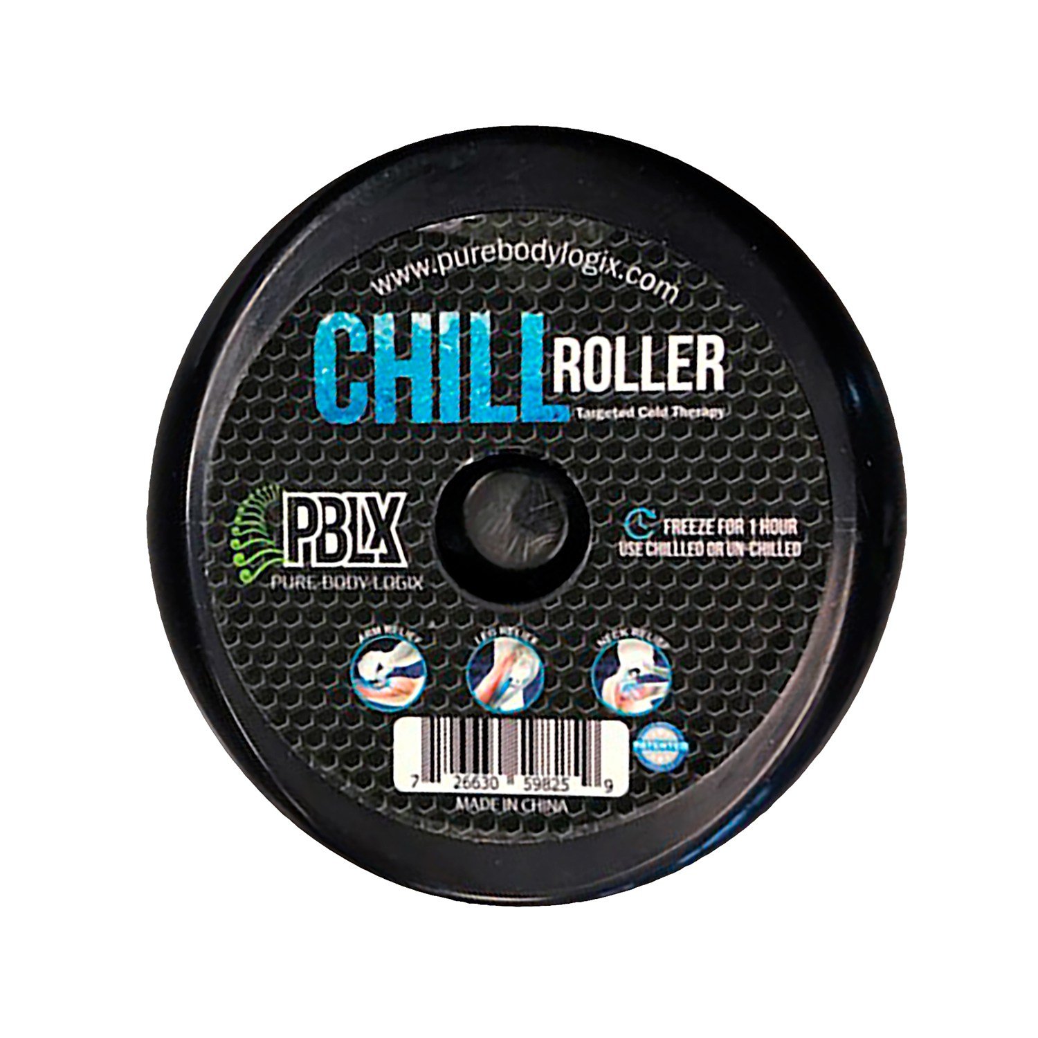 PBLX Chill Massage Roller featuring a stainless steel sphere and ergonomic design for effective cold therapy.