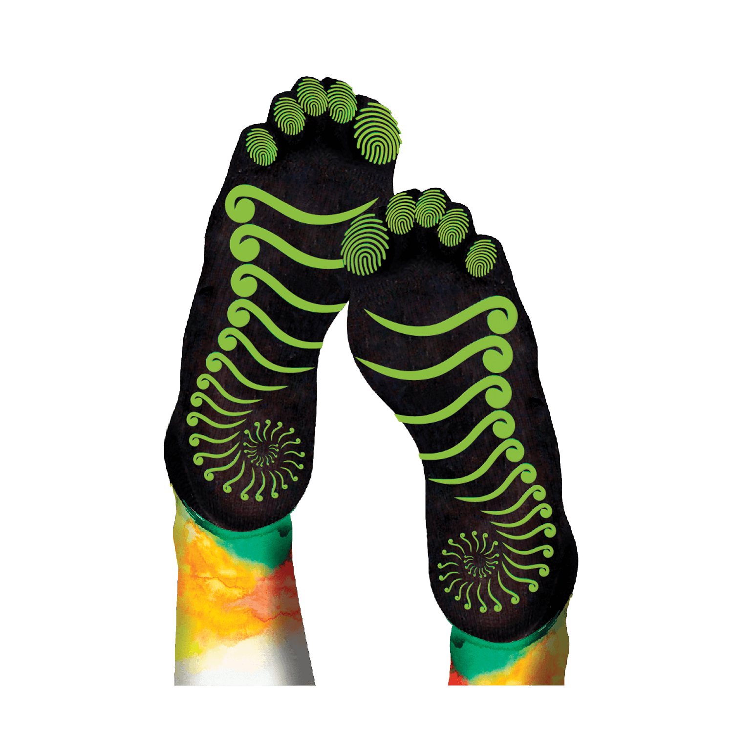 PBLX Non-Slip Yoga Socks in medium and large sizes, featuring targeted traction zones and an open design for enhanced grip and comfort.