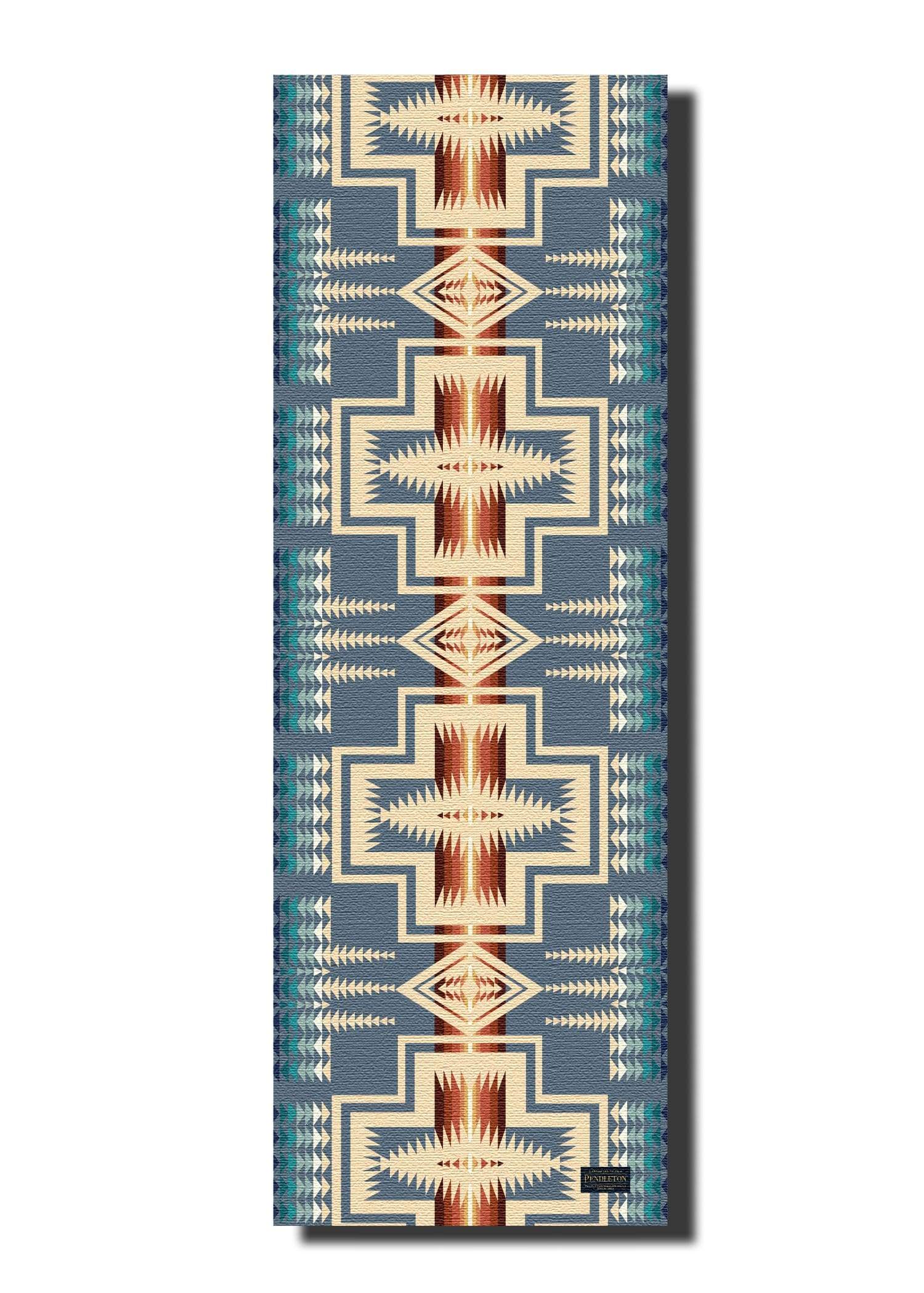 Pendleton x Yune Yoga Mat in Harding Grey, featuring a textured surface for grip and a lightweight design for easy transport.