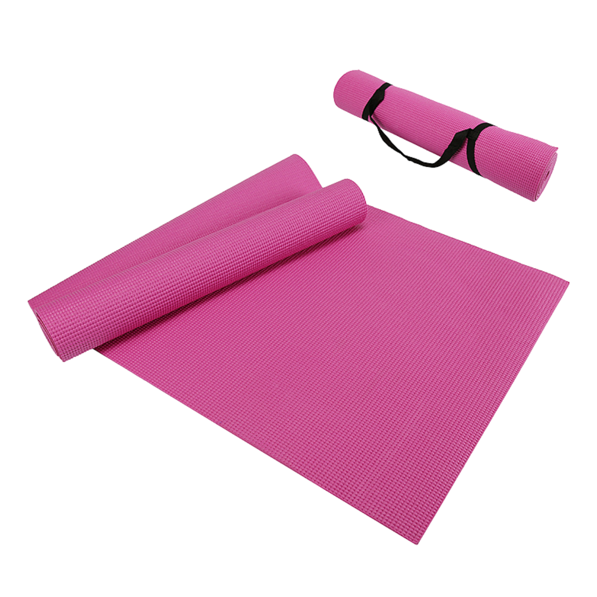 Performance Yoga Mat with Carrying Straps in vibrant colors, showcasing its textured surface and portability features.