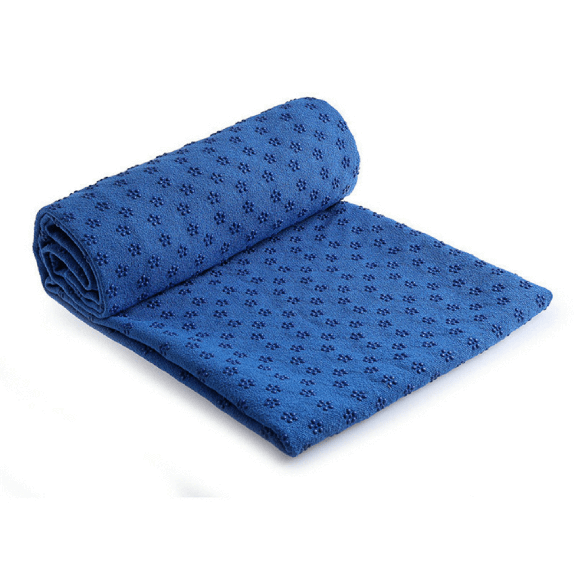 Premium Absorption Hot Yoga Mat Towel featuring slip-resistant grip dots, designed for intense yoga sessions, in various colors.