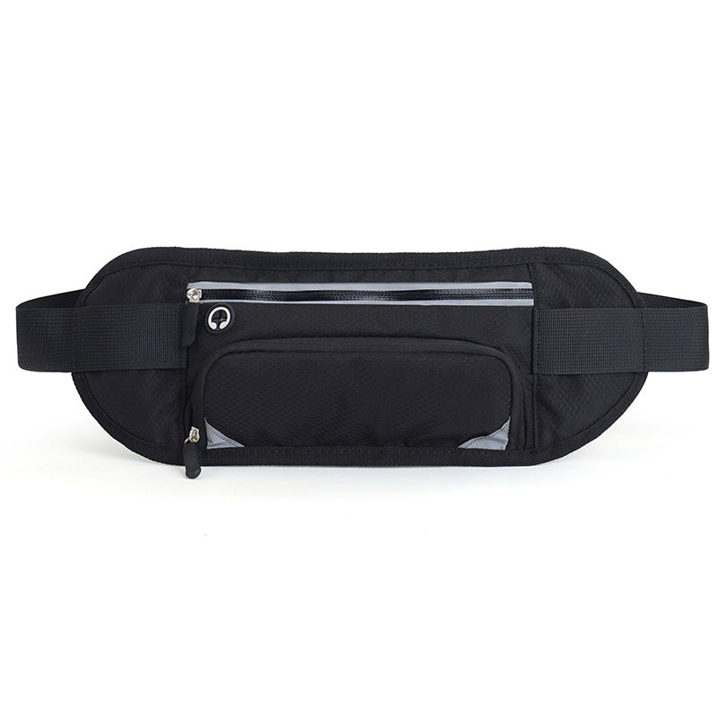 Running Waist Belt Bag with hidden water bottle compartment, reflective strip, and spacious design for outdoor fitness.