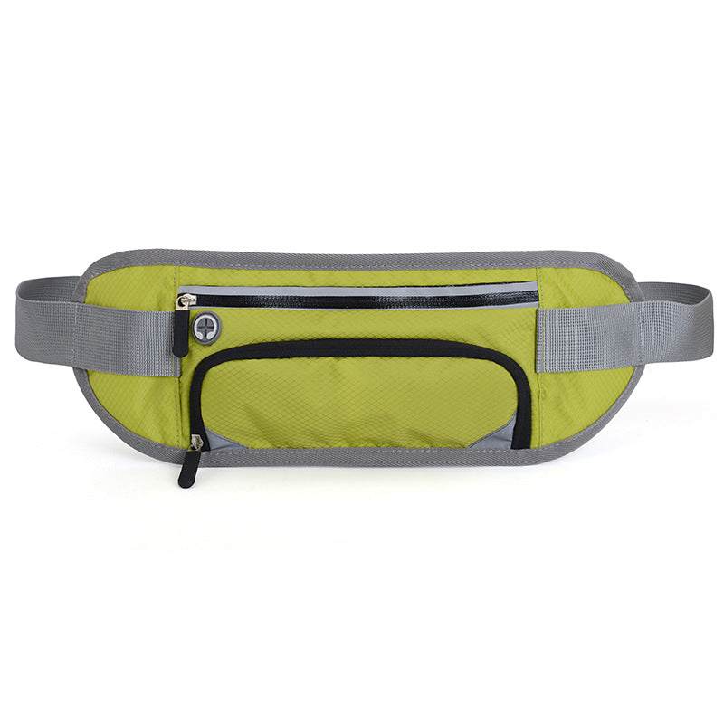 Running Waist Belt Bag with hidden water bottle compartment, reflective strip, and spacious design for outdoor fitness.