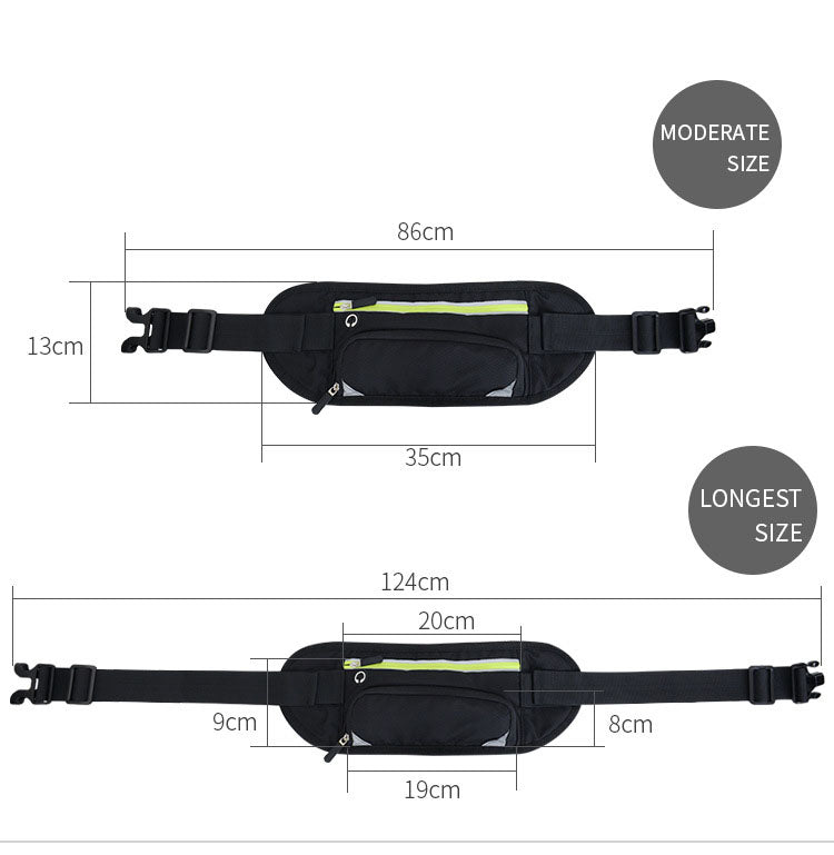 Running Waist Belt Bag with hidden water bottle compartment, reflective strip, and spacious design for outdoor fitness.