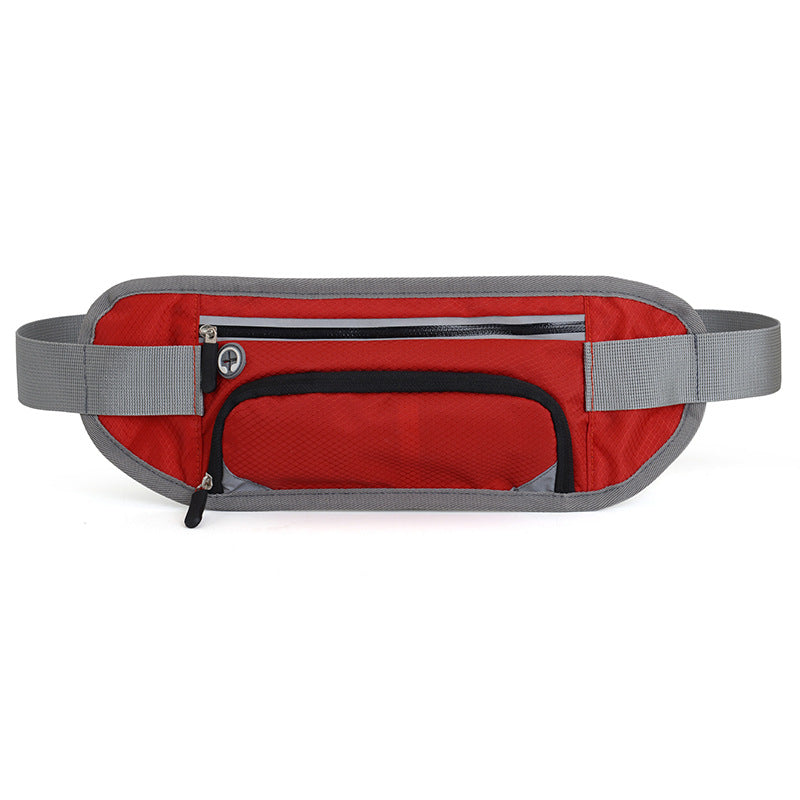 Running Waist Belt Bag with hidden water bottle compartment, reflective strip, and spacious design for outdoor fitness.