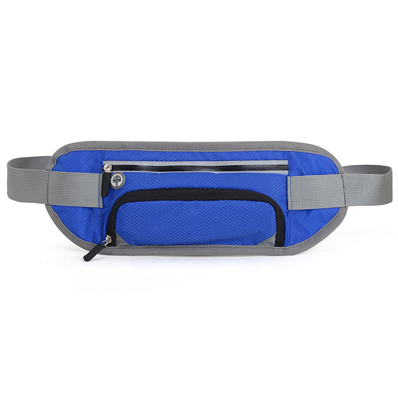 Running Waist Belt Bag with hidden water bottle compartment, reflective strip, and spacious design for outdoor fitness.