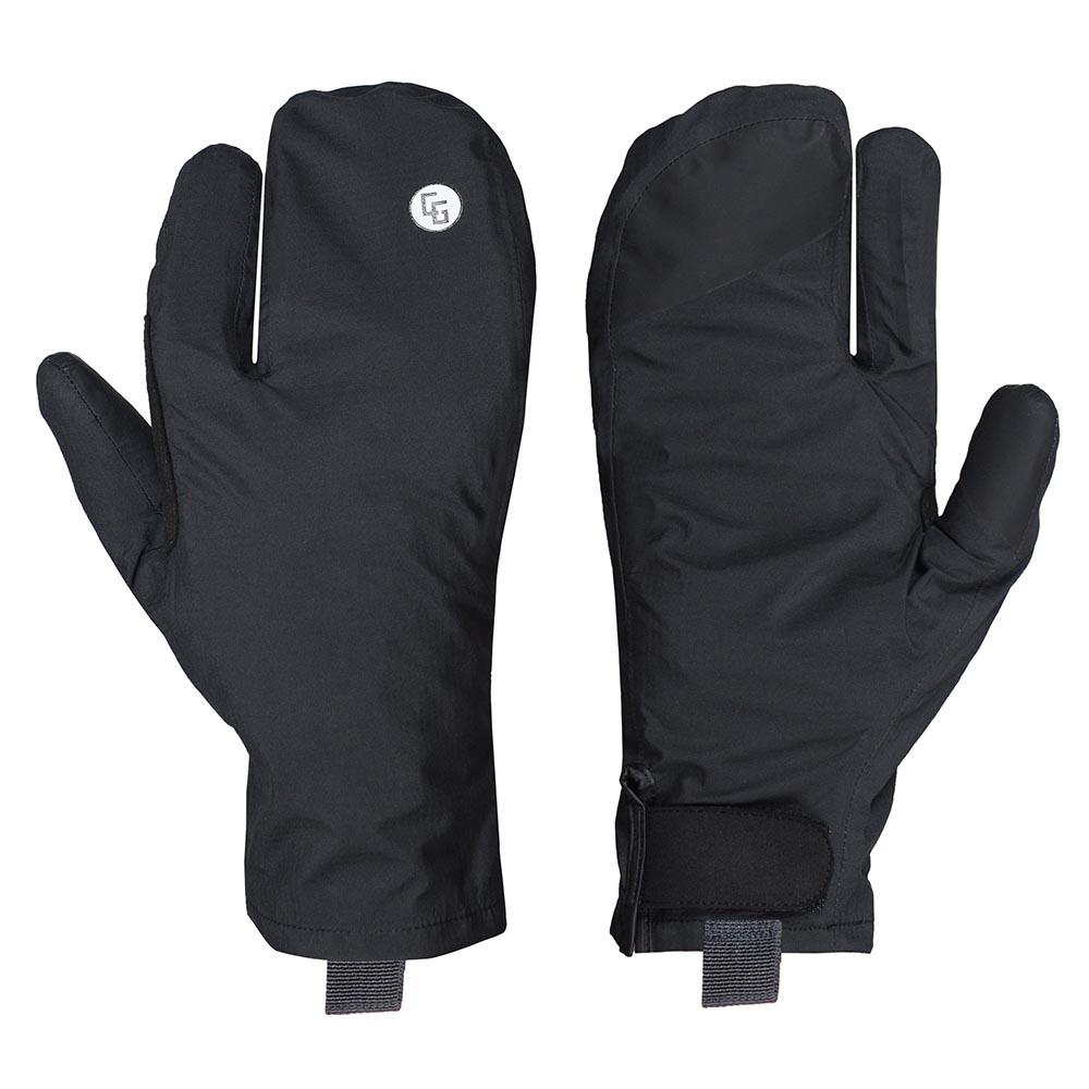 Shell Trigger Mitten featuring a waterproof polyester shell, grippy fingertips, and a compact fit, ideal for outdoor activities.