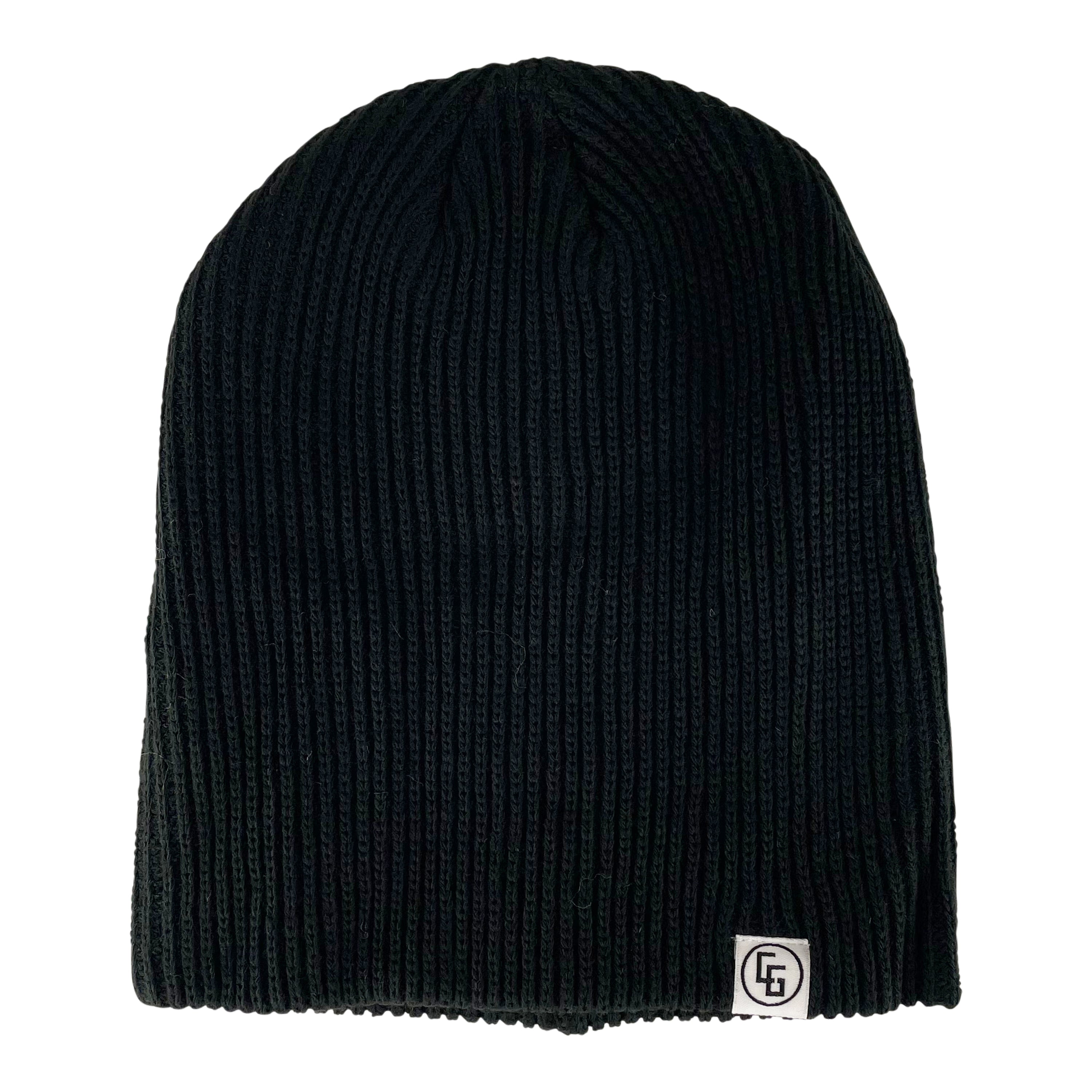 Standard Beanie made from 100% acrylic, featuring a custom woven label and an iron-on patch, perfect for winter wear.