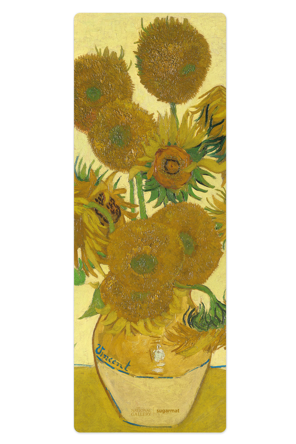 Sunflowers by Vincent Van Gogh PU Yoga Mat featuring vibrant sunflower artwork, ideal for yoga practice.