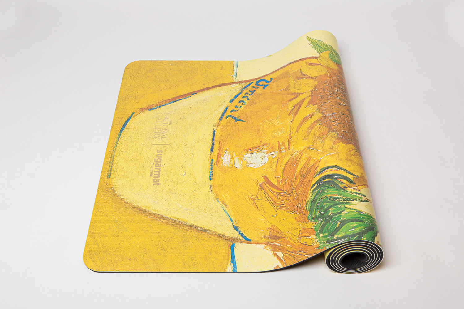 Sunflowers by Vincent Van Gogh PU Yoga Mat featuring vibrant sunflower artwork, ideal for yoga practice.