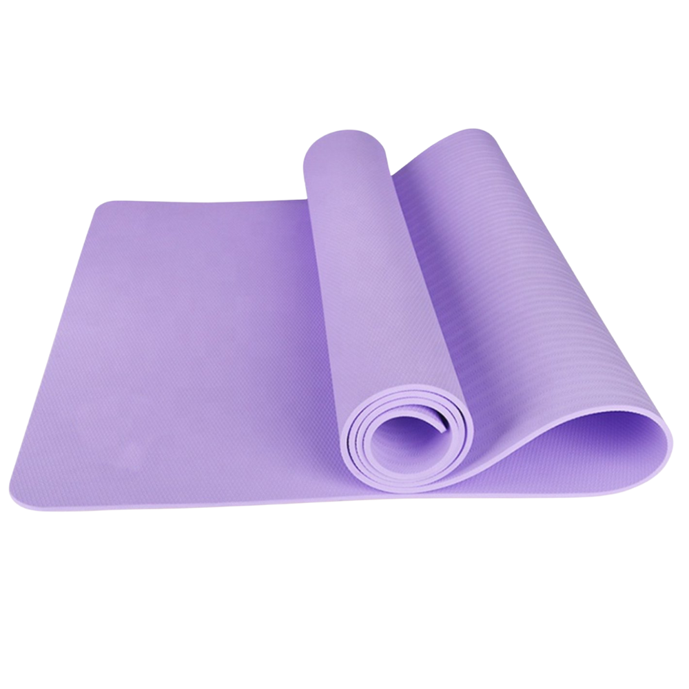 Tapis de yoga en TPE, souple et anti-dérapant, disponible en rose et violet, idéal pour le yoga et le pilates.