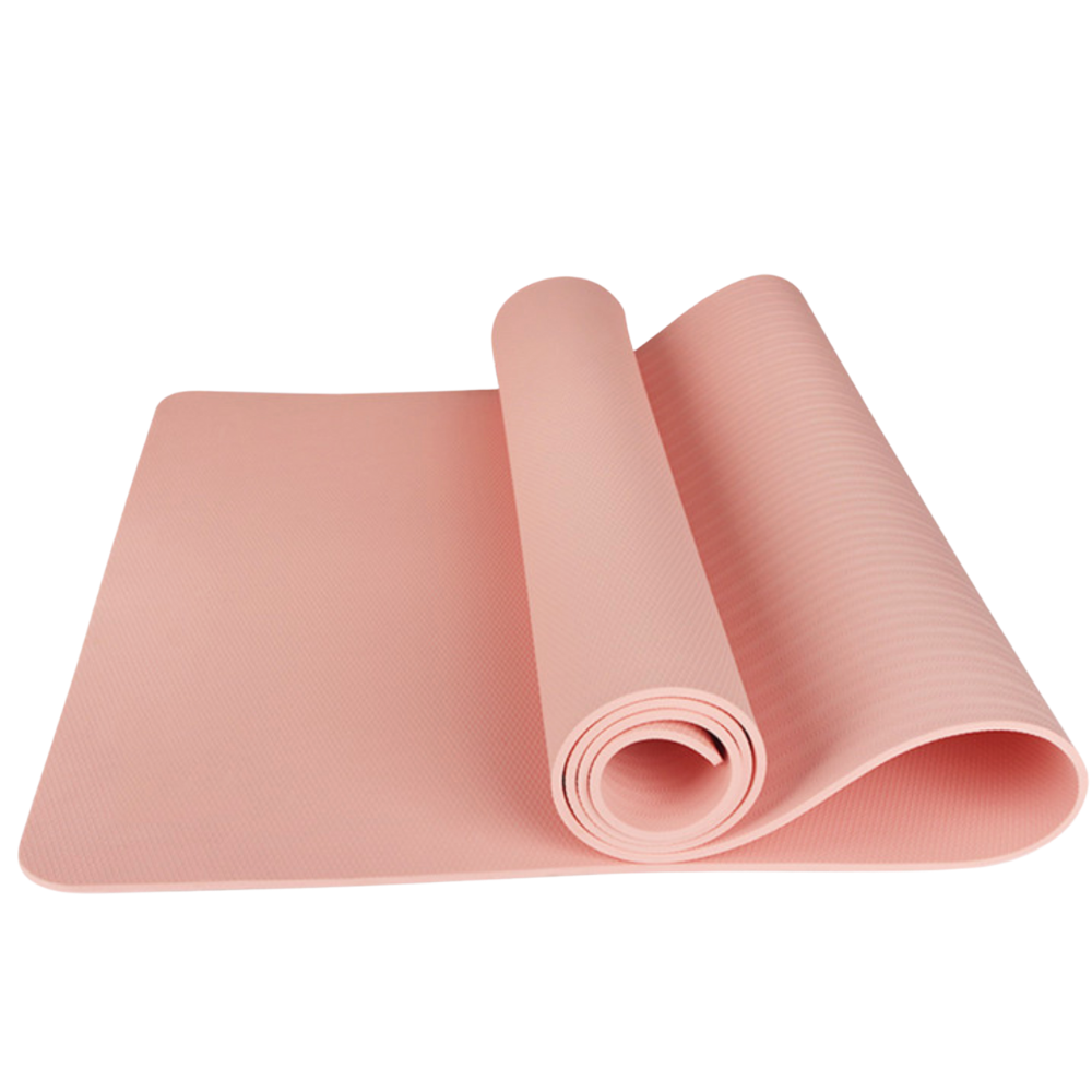 Tapis de yoga en TPE, souple et anti-dérapant, disponible en rose et violet, idéal pour le yoga et le pilates.