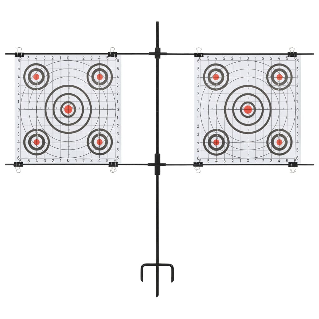 Target Paper Stand made of heavy-duty steel, featuring a stable design and 10 included shooting papers for practice.