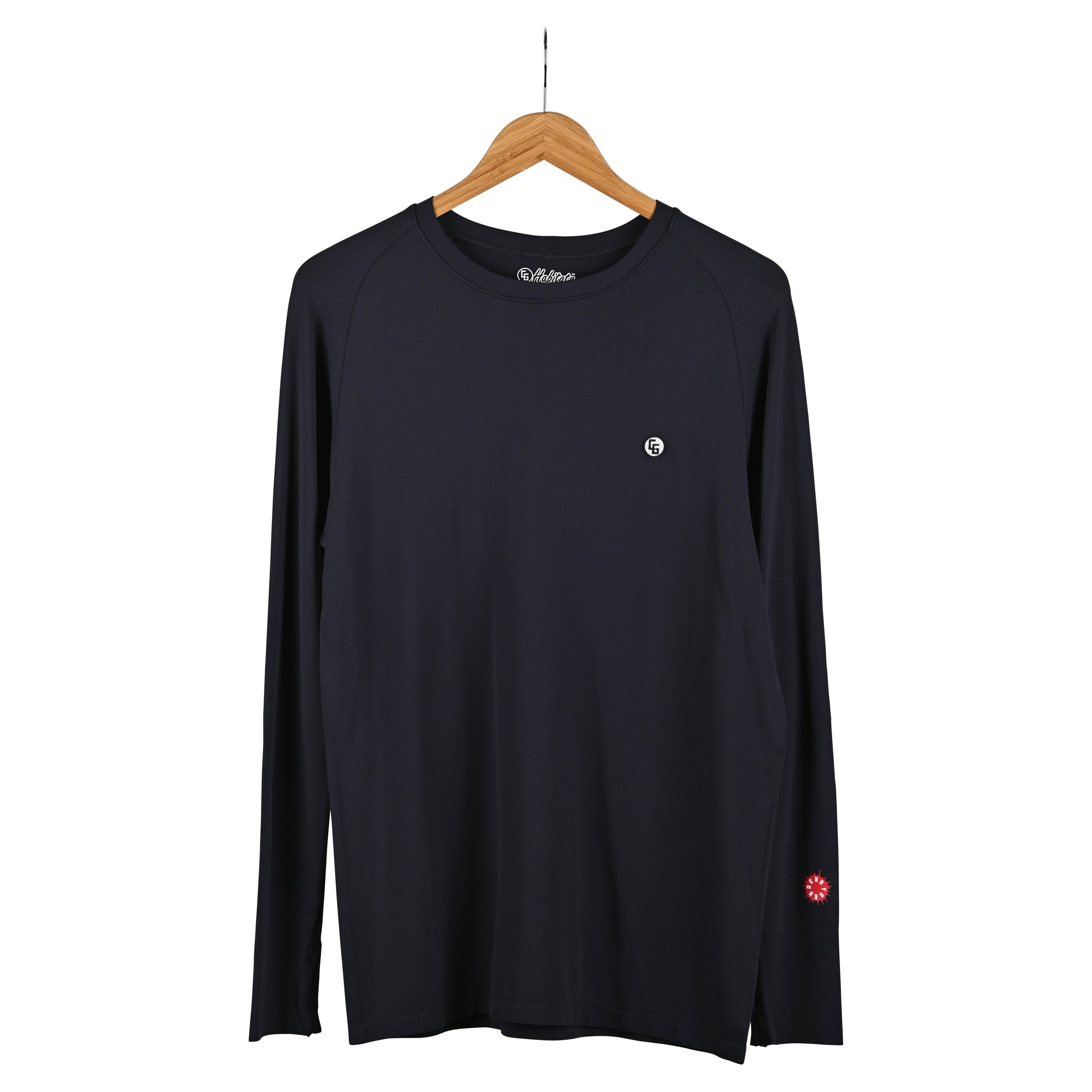 Tech Long Sleeve_Standard featuring a rich patch logo on the chest, made from moisture-wicking and UV-protectant fabric, ideal for active wear.